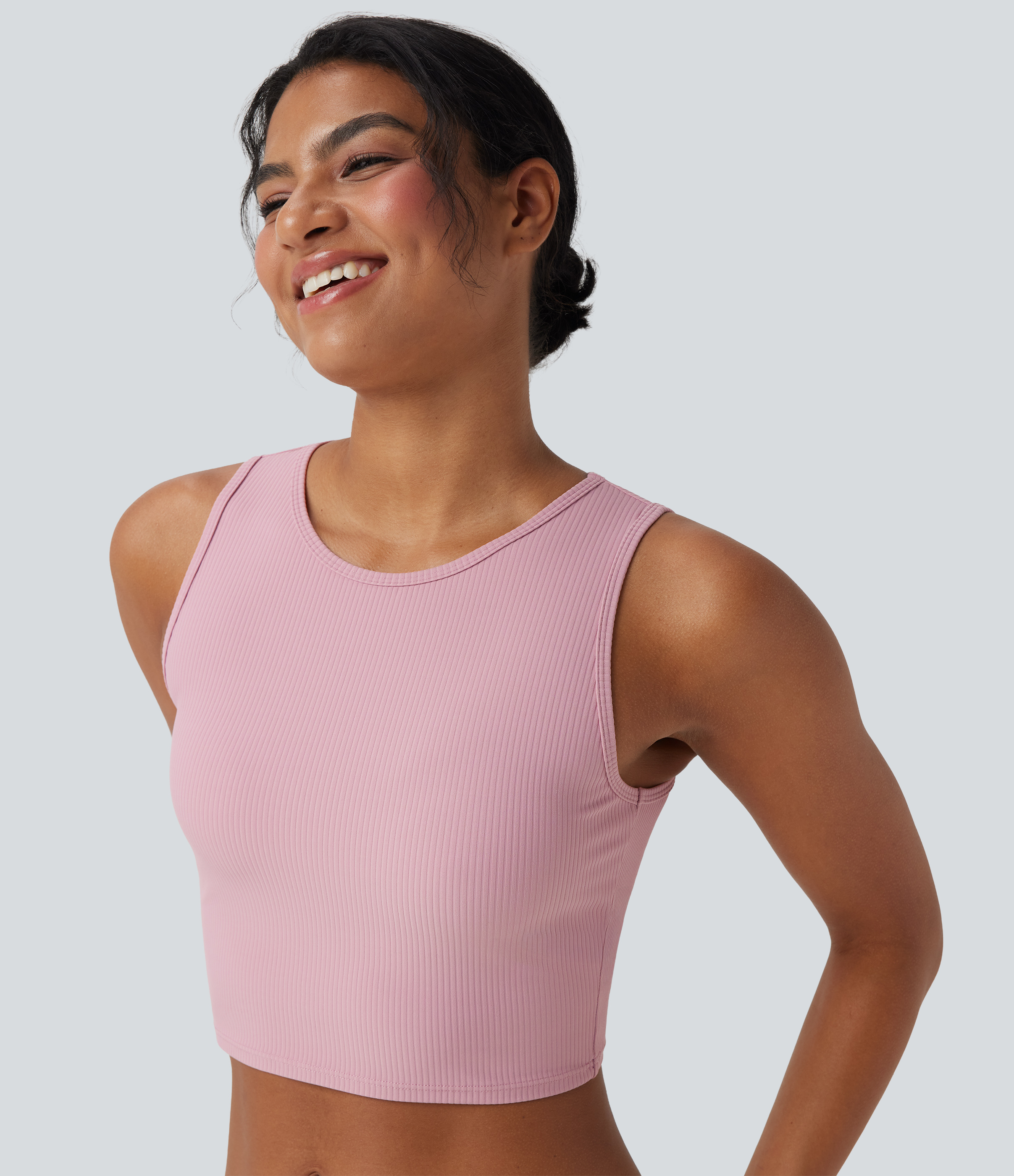 Lässiges, kurzes Tanktop aus geripptem Strick