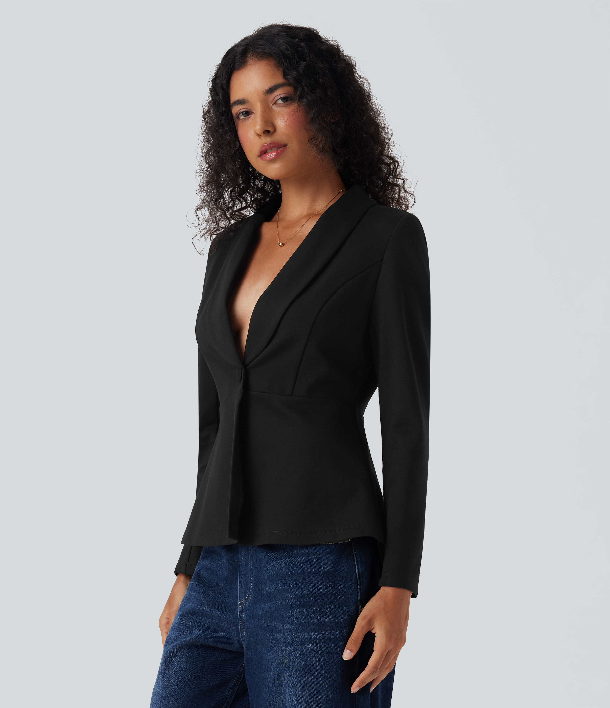 Shawl Collar Long Sleeve Work Blazer