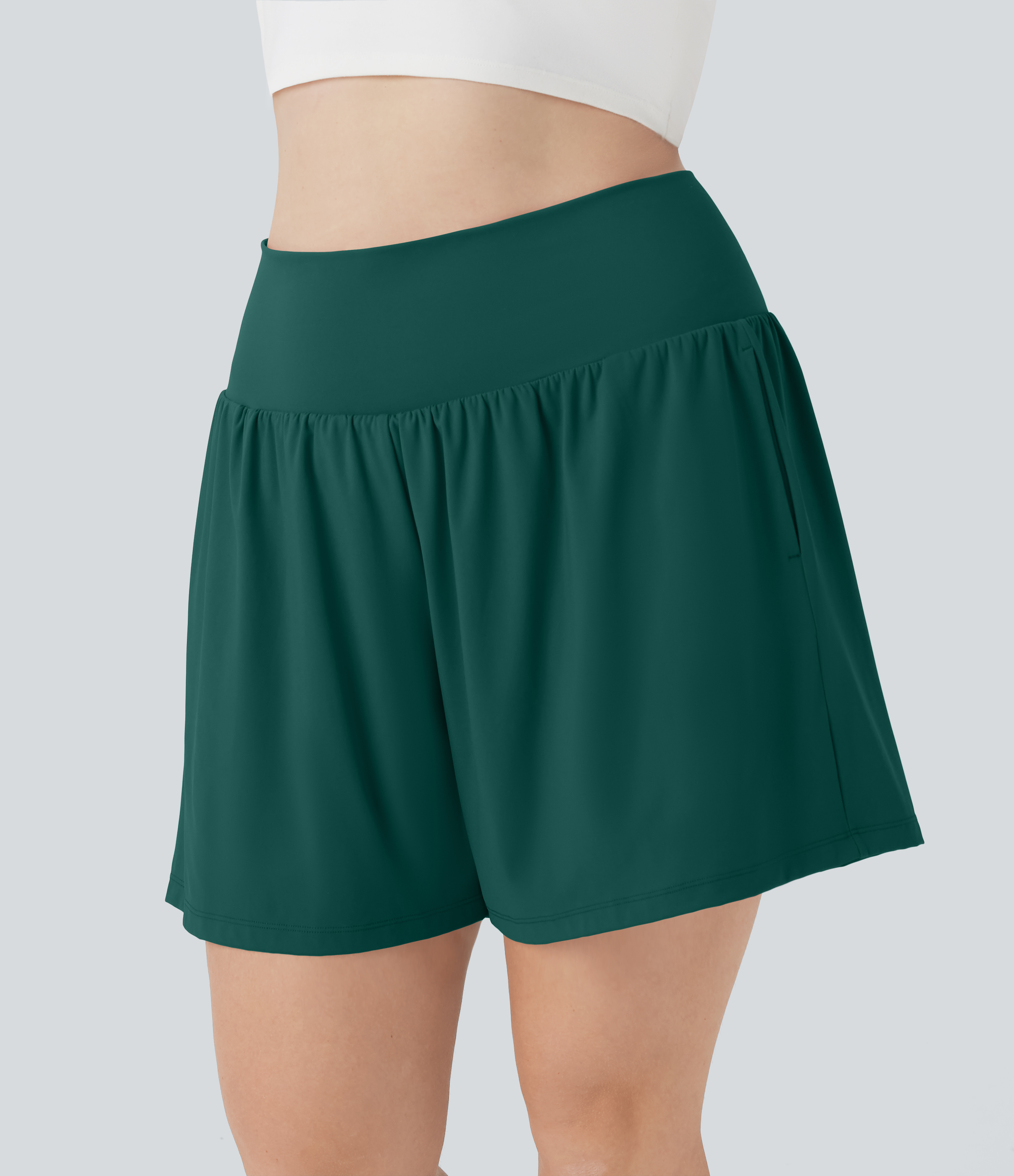 SoftlyZero™ Airy Super High Waisted 2-in-1 Cool Touch Yoga Plus Size Shorts 7" with Pockets