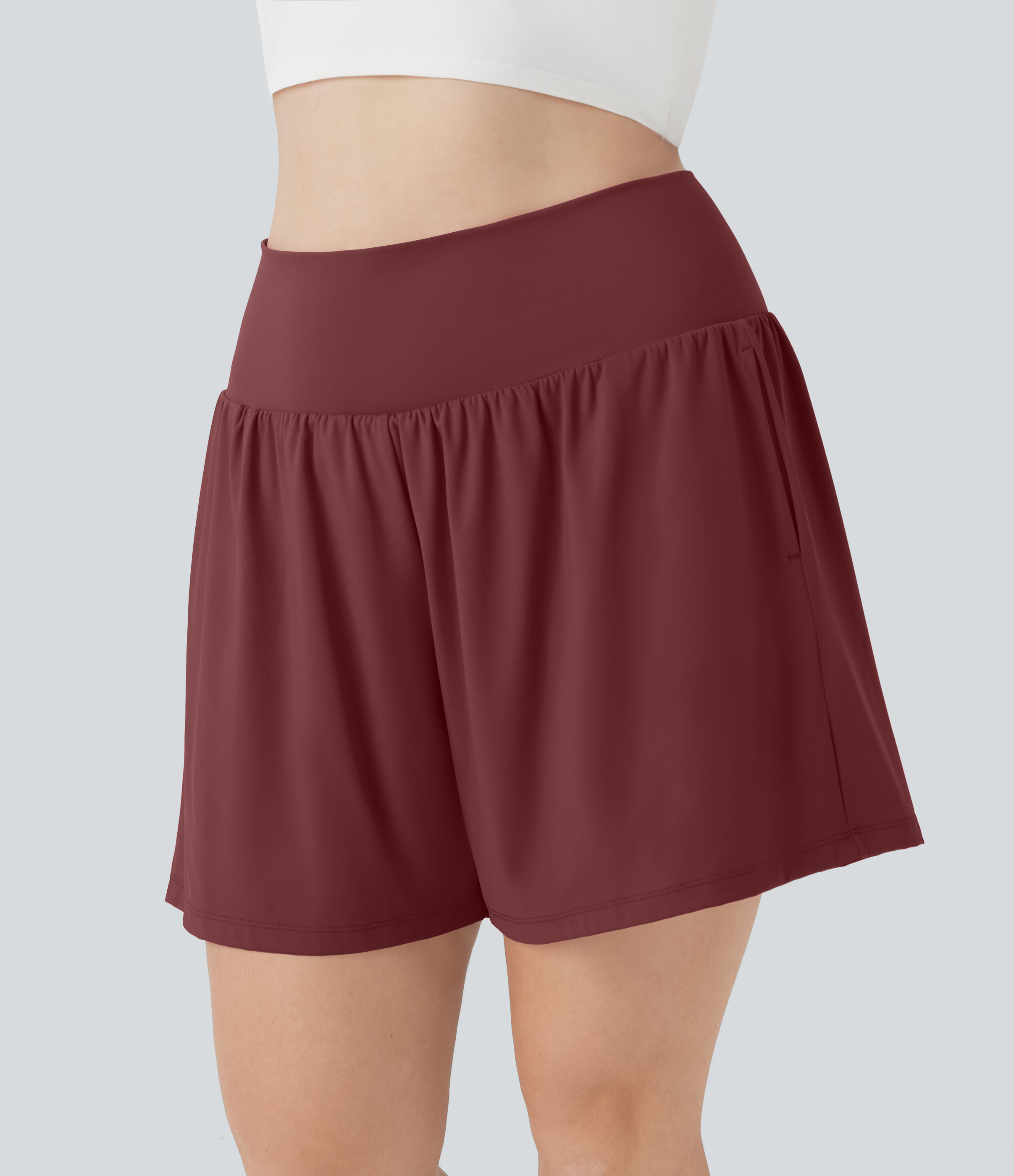 SoftlyZero™ Airy Super High Waisted 2-in-1 InstantCool Yoga Plus Size Shorts 7" with Pockets