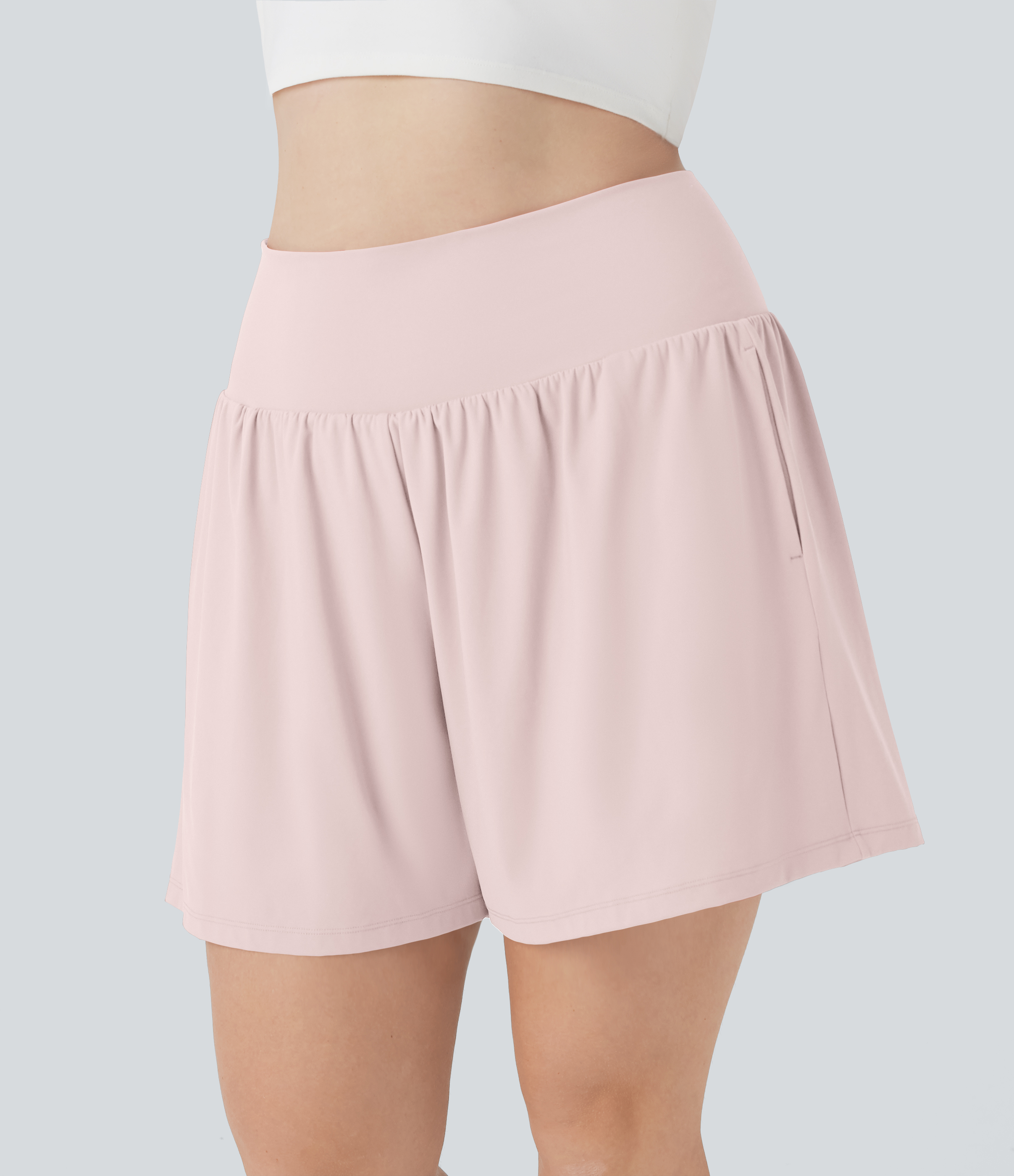 SoftlyZero™ Airy Super High Waisted 2-in-1 InstantCool Yoga Plus Size Shorts 7" with Pockets