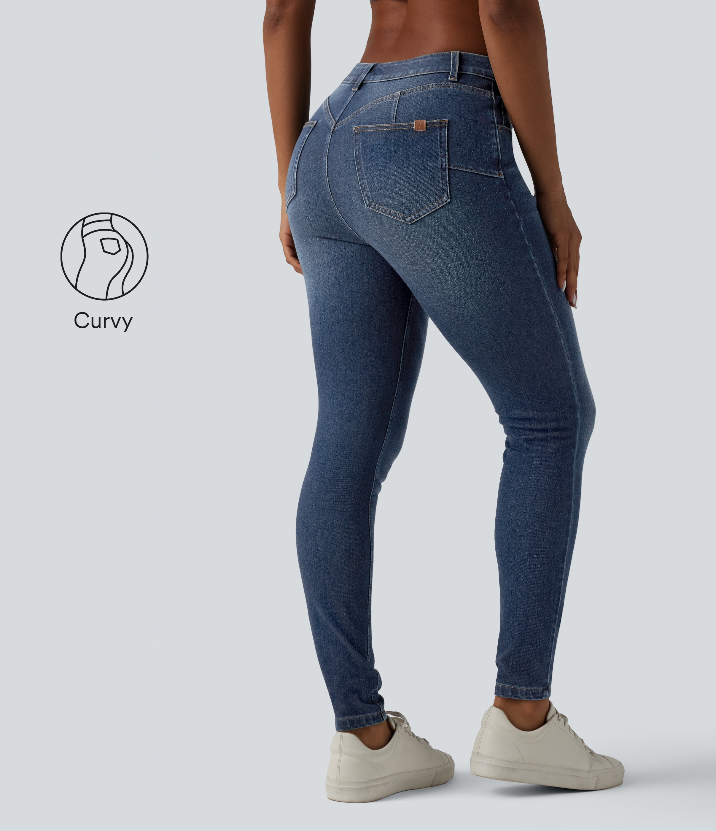 Jean skinny 7/8 casual Halara Flex™ Curvy taille mi-haute avec poches