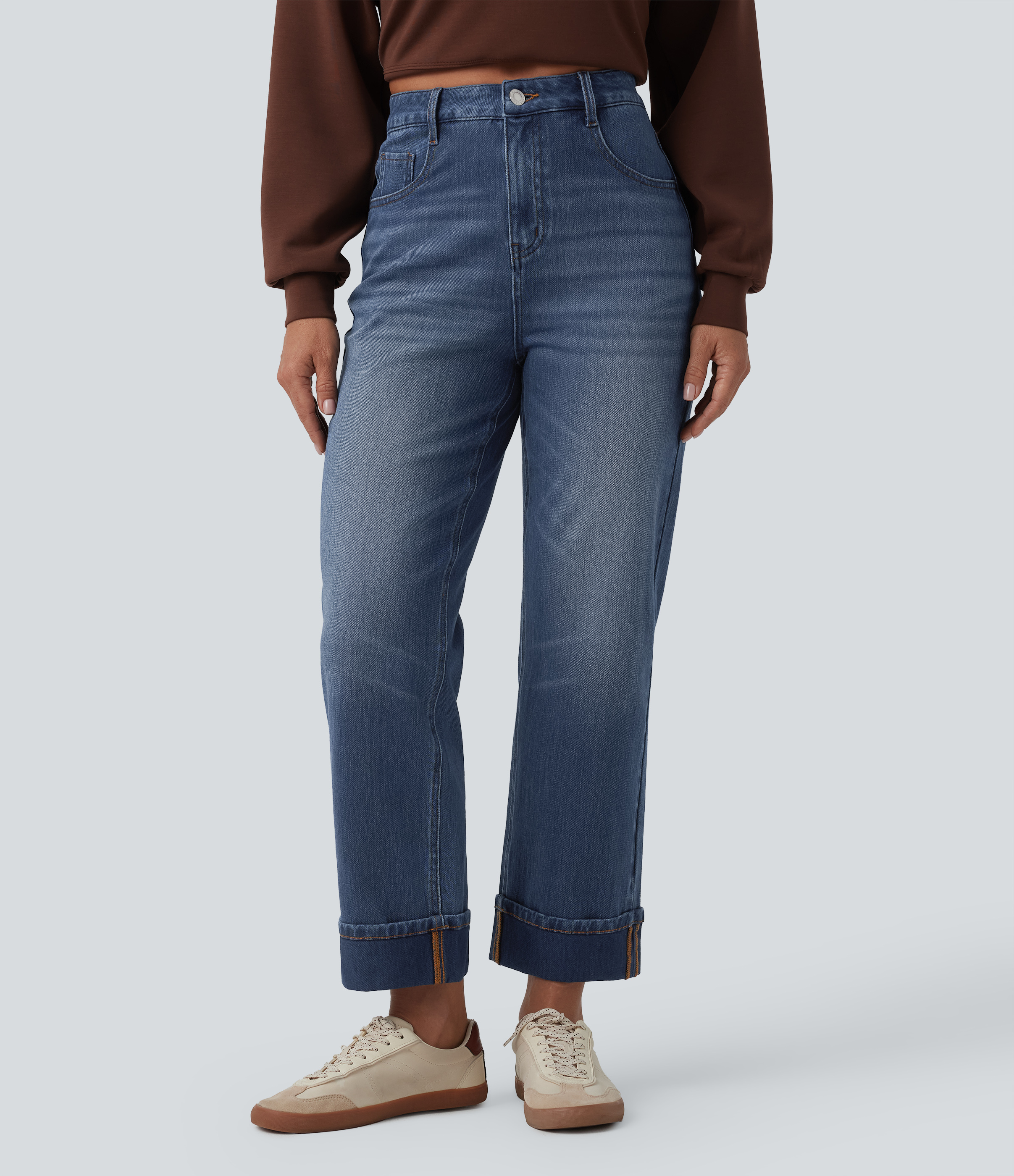 Halara Flex™ High Waisted Straight Leg Casual Jeans with Pockets
