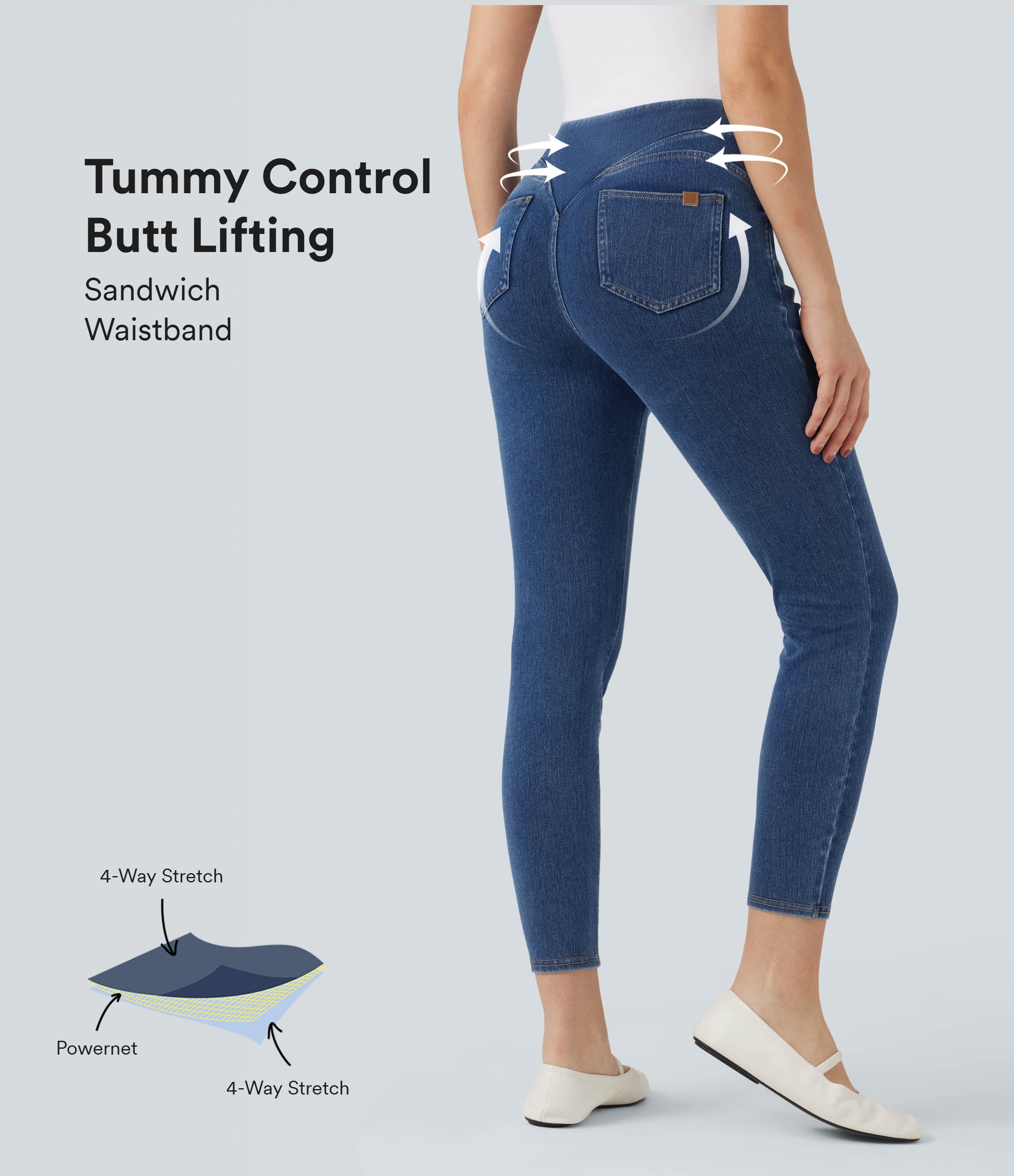 Halara Flex™ High Waisted Shaping Tummy Control Butt Lifting Denim Casual Leggings with Pockets