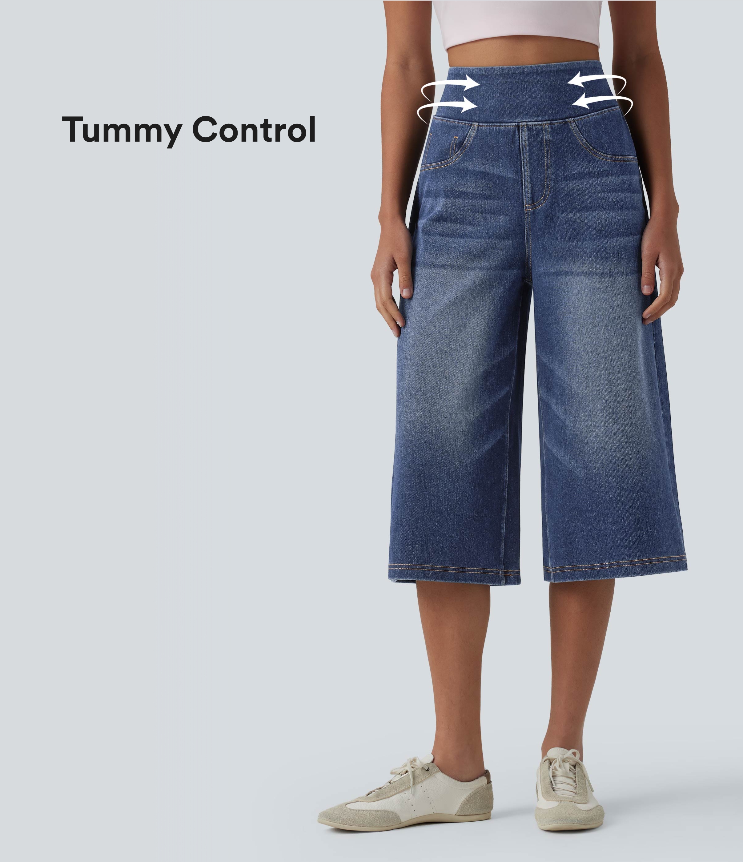Halara Flex™ High Waisted Shaping Tummy Control Casual Capri Baggy Jeans with Pockets