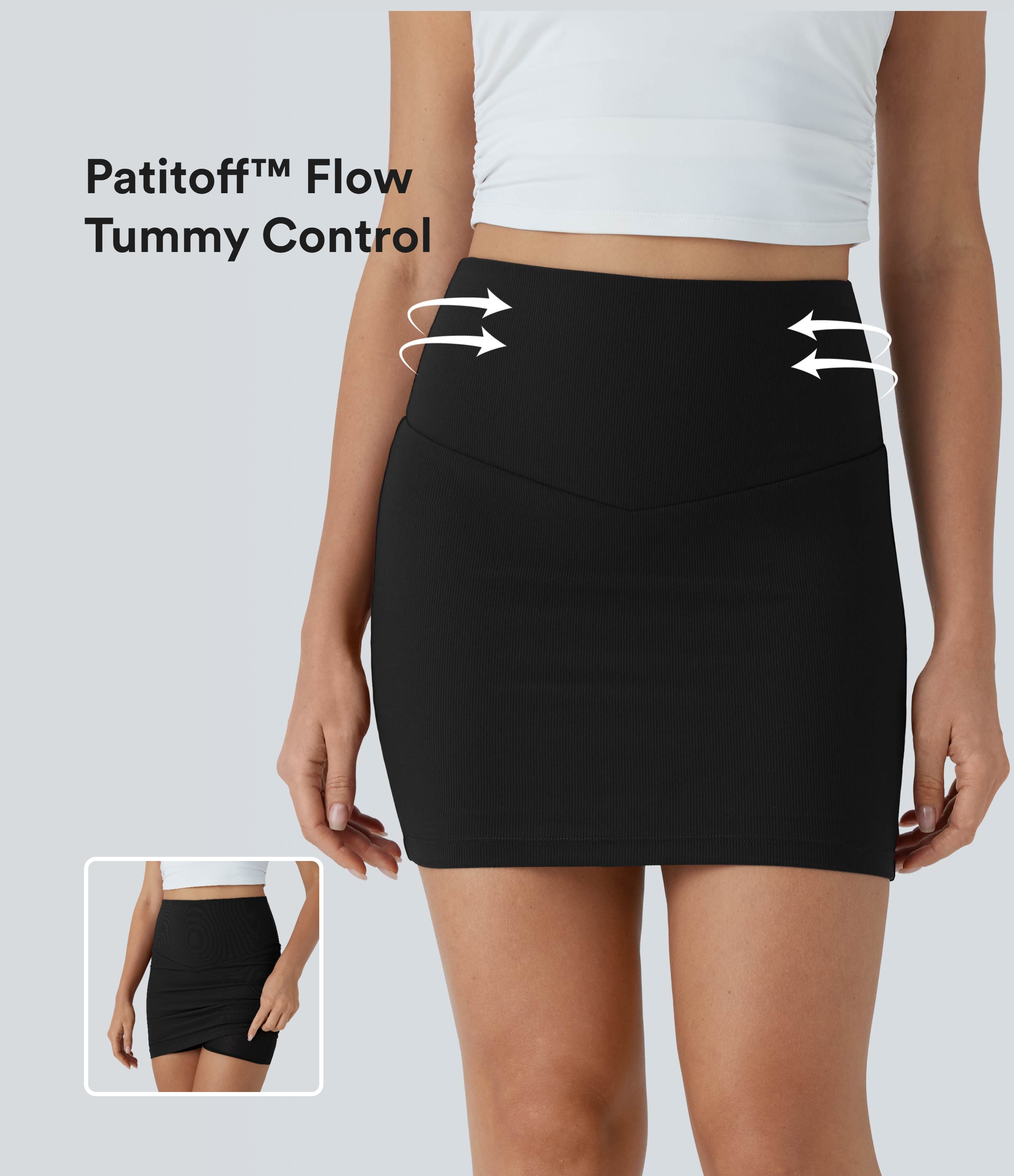 Patitoff™ Flow Pet Hair Resistant High Waisted Tummy Control 2-in-1 Bodycon Mini Casual Skirt