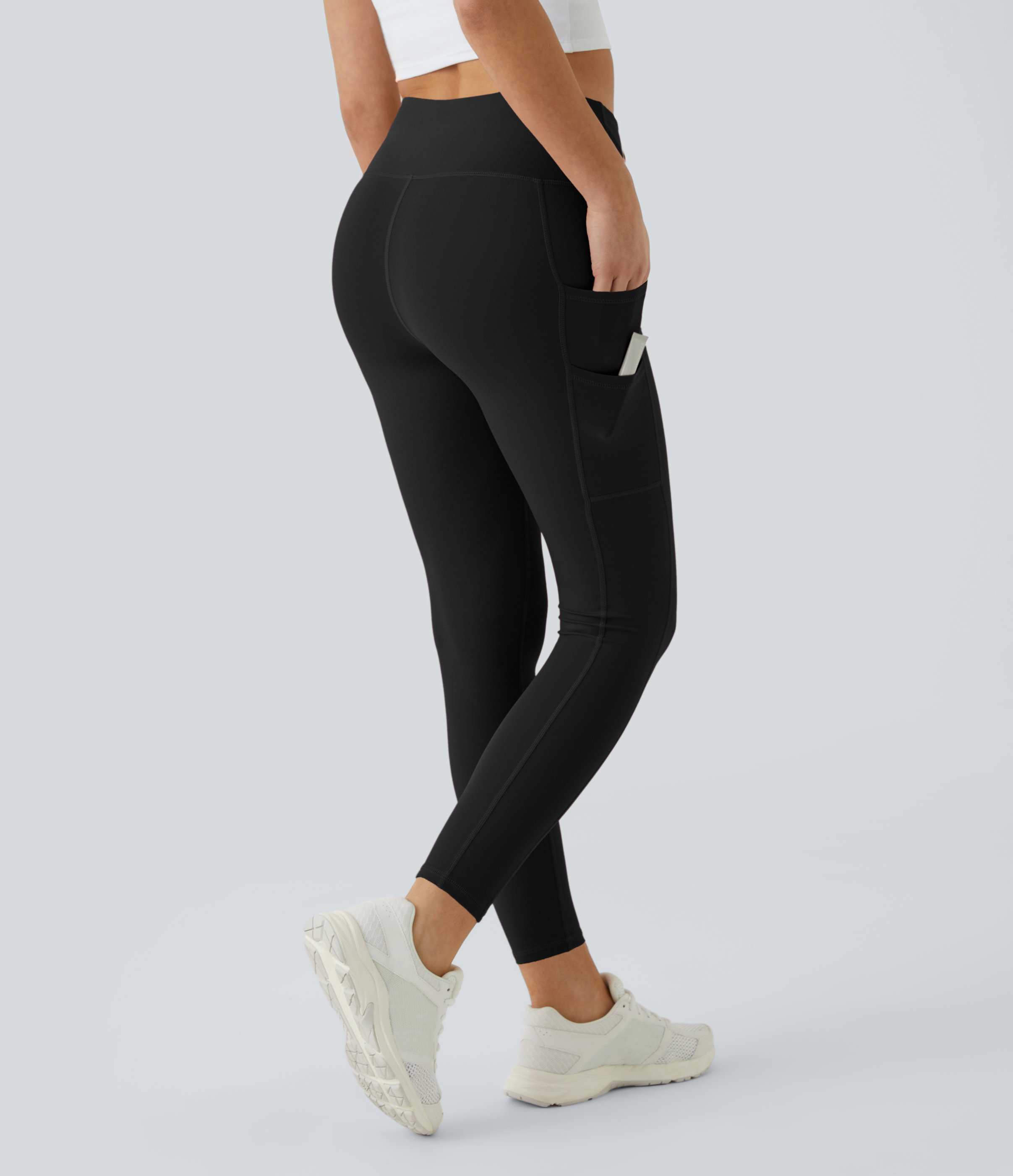 Negro Leggings Softlyzero™ liso bolsillo doble tiro alto-UPF50+ / 2