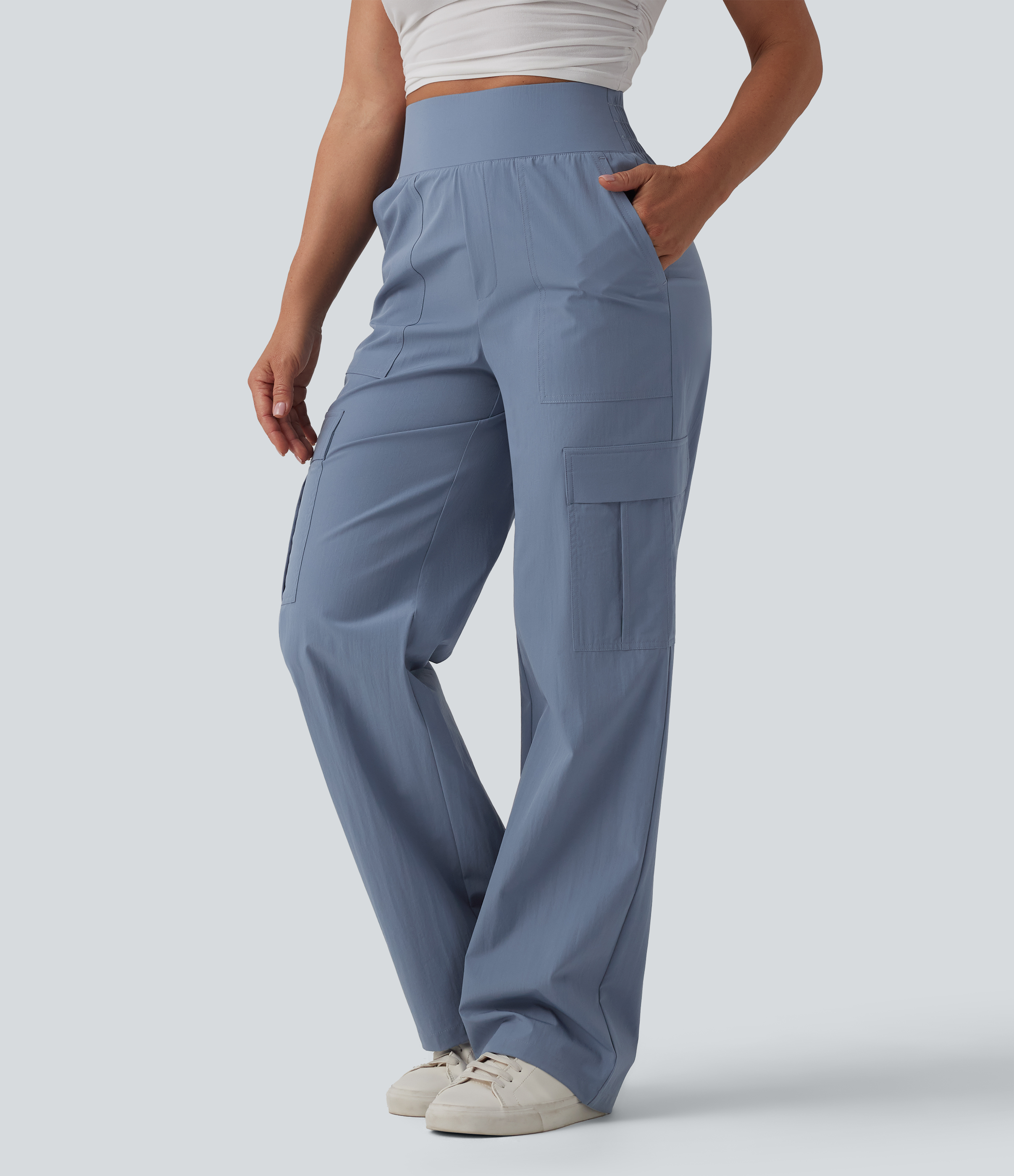 Troposphere High Waisted Straight Leg Casual Pants with Pockets / 1