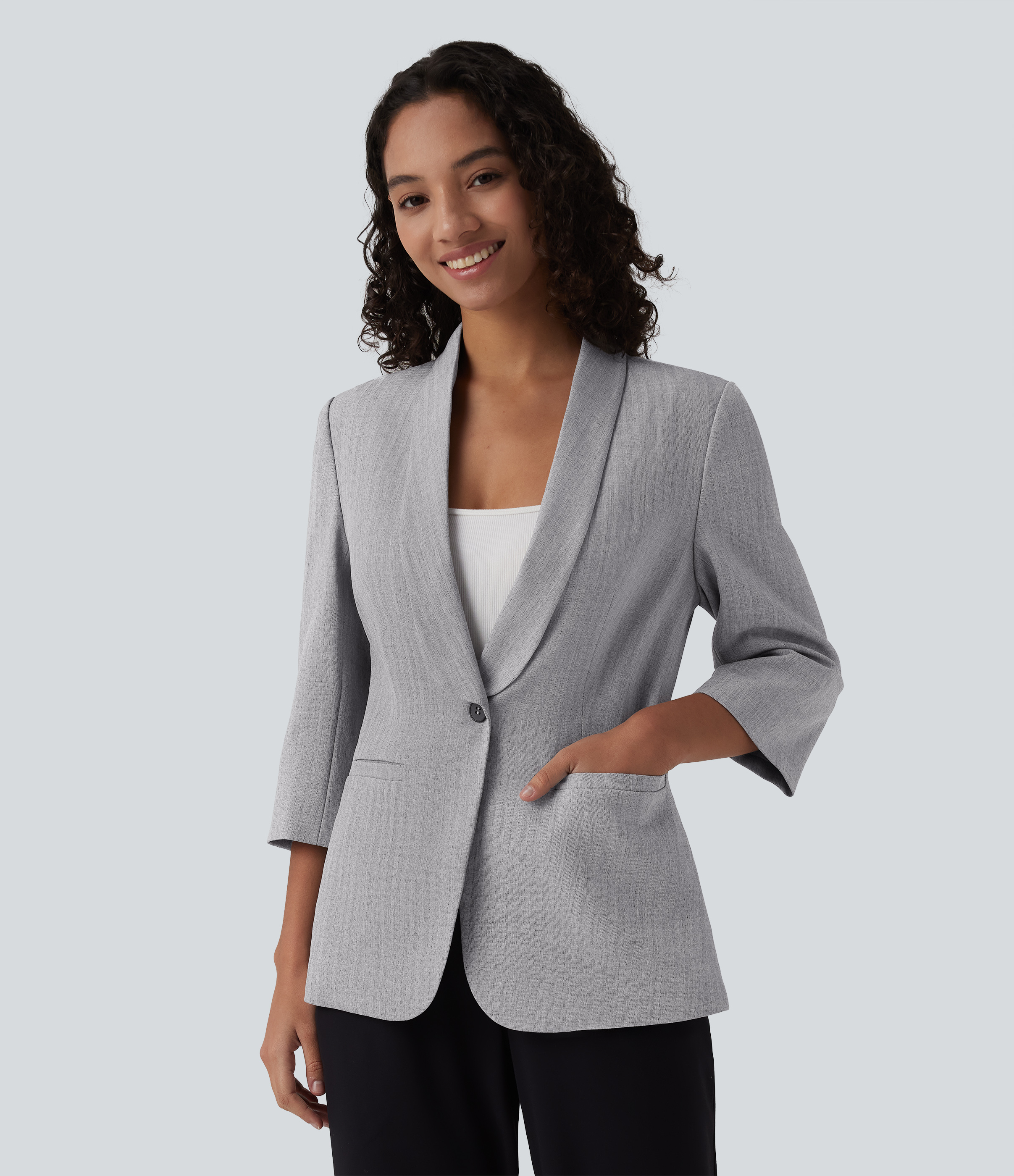 Blazer de travail col châle manches 3/4 avec poches