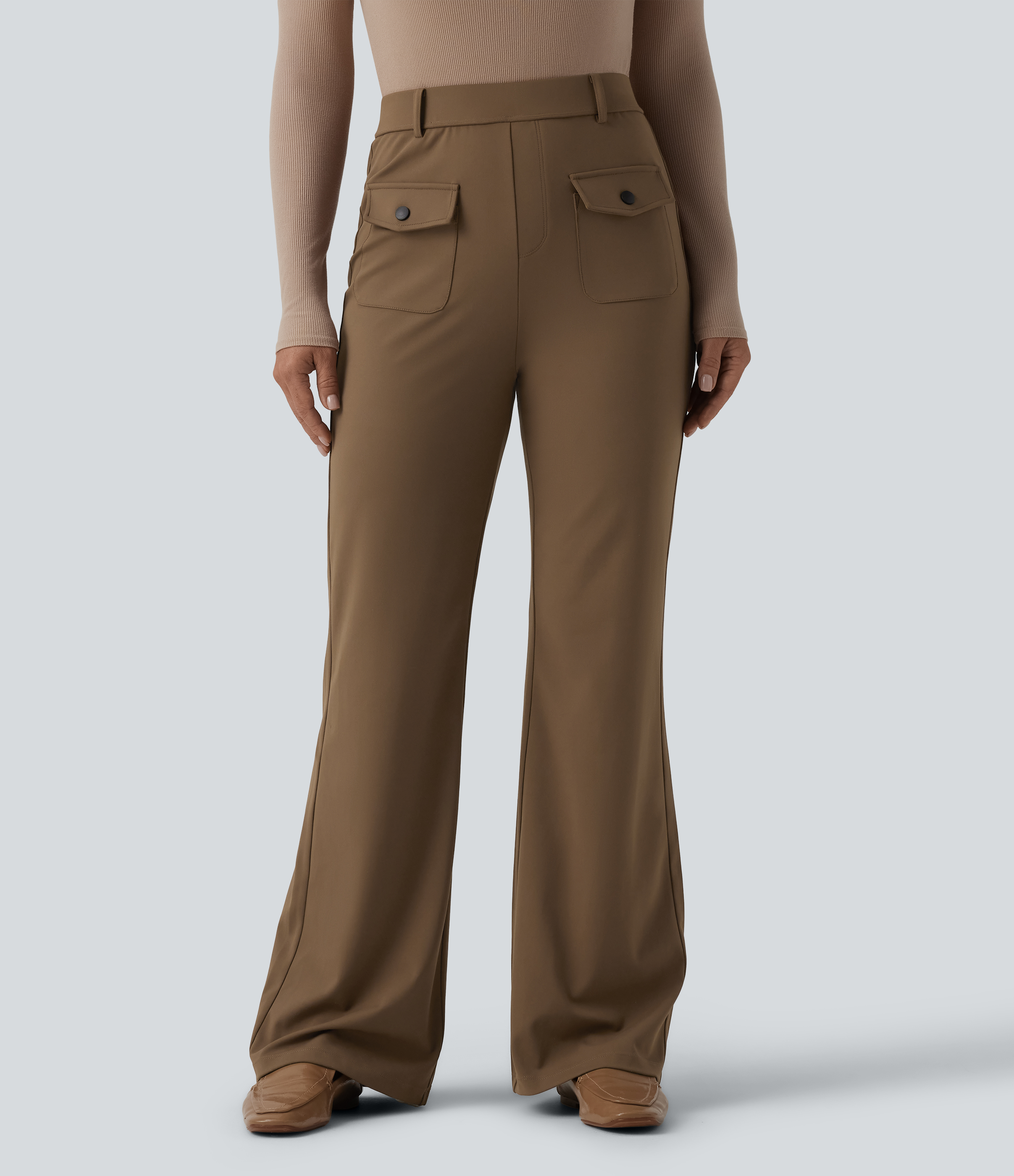 Halara Flex™ DayStretch Mid Rise Work Bootcut Trousers with Pockets