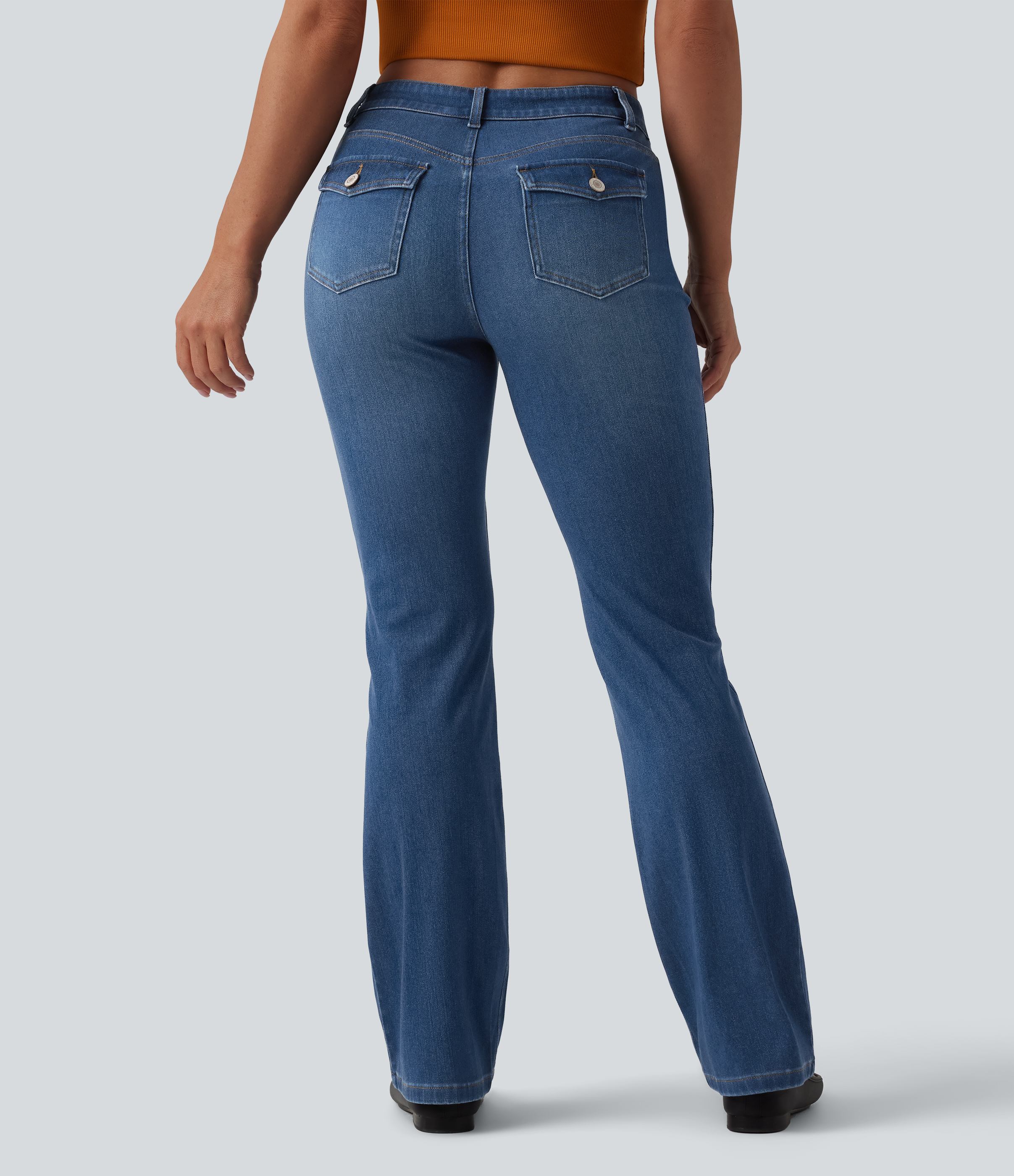 Halara Flex™ Low Rise Bootcut Draped Lyocell Casual Jeans with Pockets