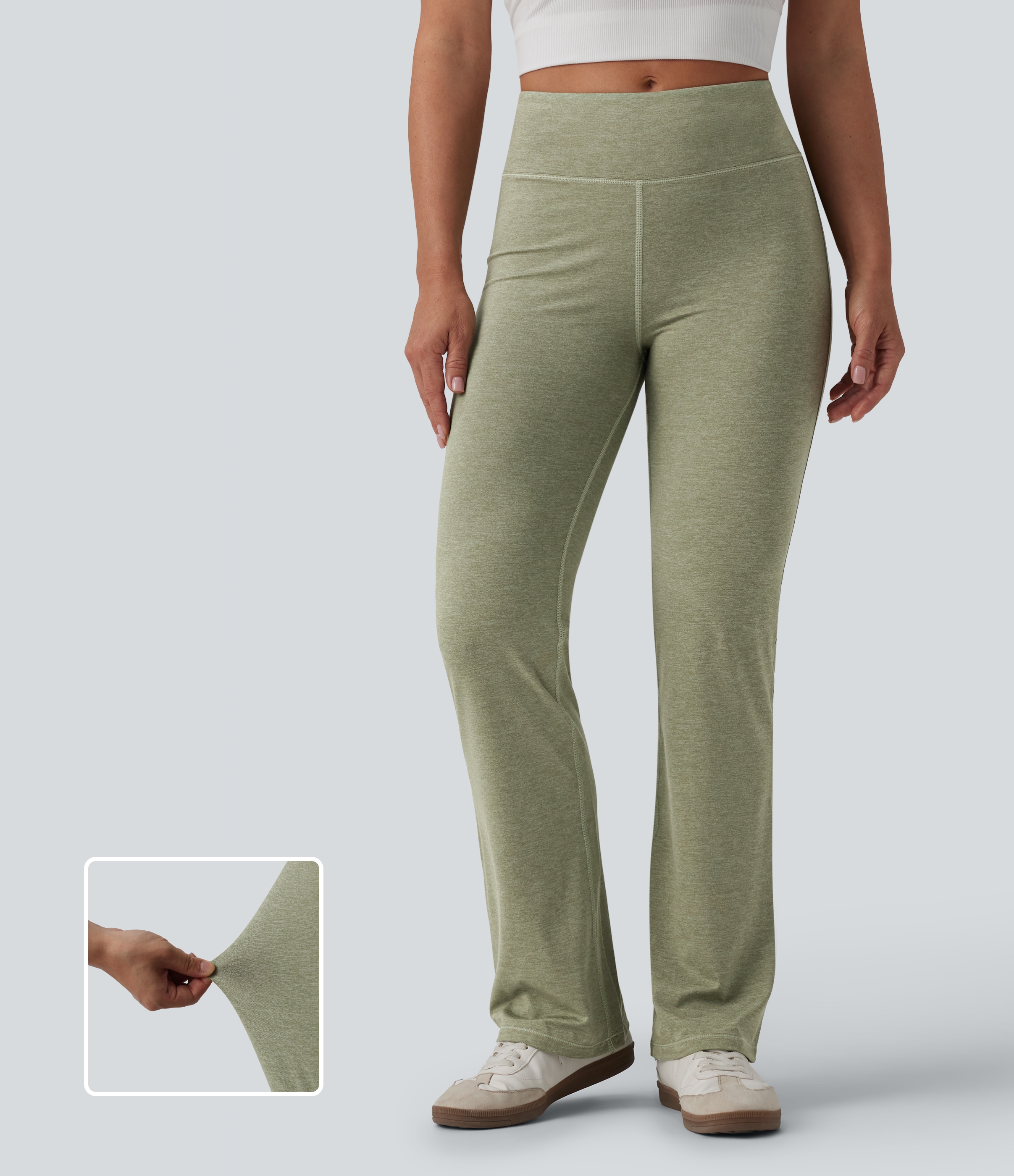 Mid Rise Heathered Casual Bootcut Trousers