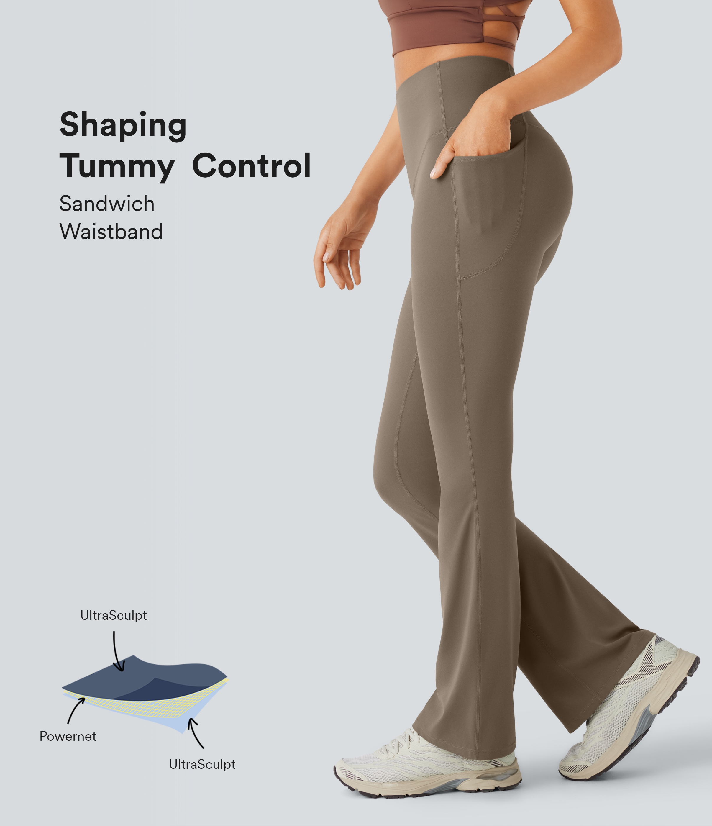 Leggings SoCinched UltraSculpt yoga Bootcut tiro alto control abdomen bolsillo lateral moldeador