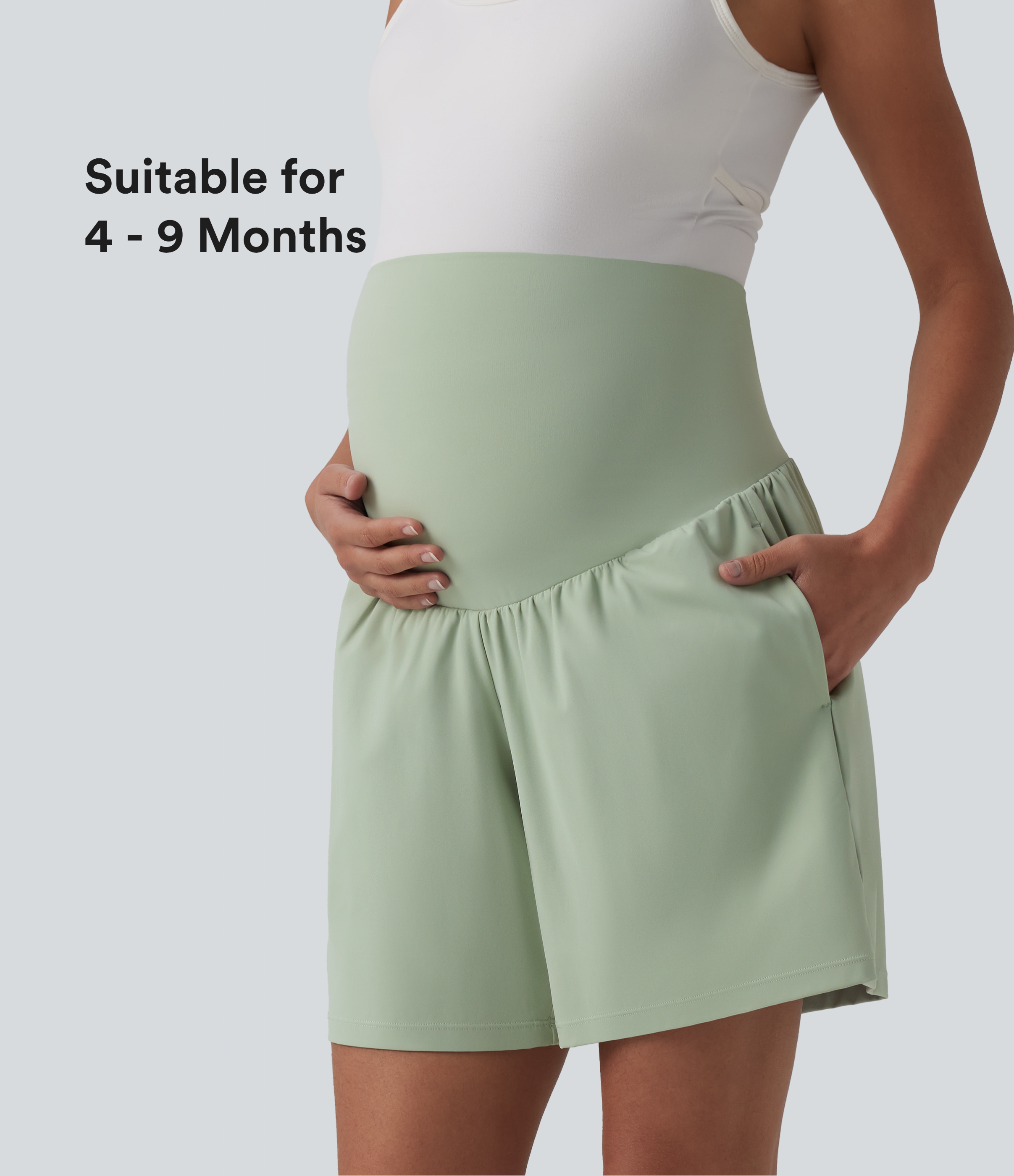 Softlyzero™ Airy Super High Waisted 2-in-1 Cool Touch Yoga Maternity Shorts 7'' with Pockets