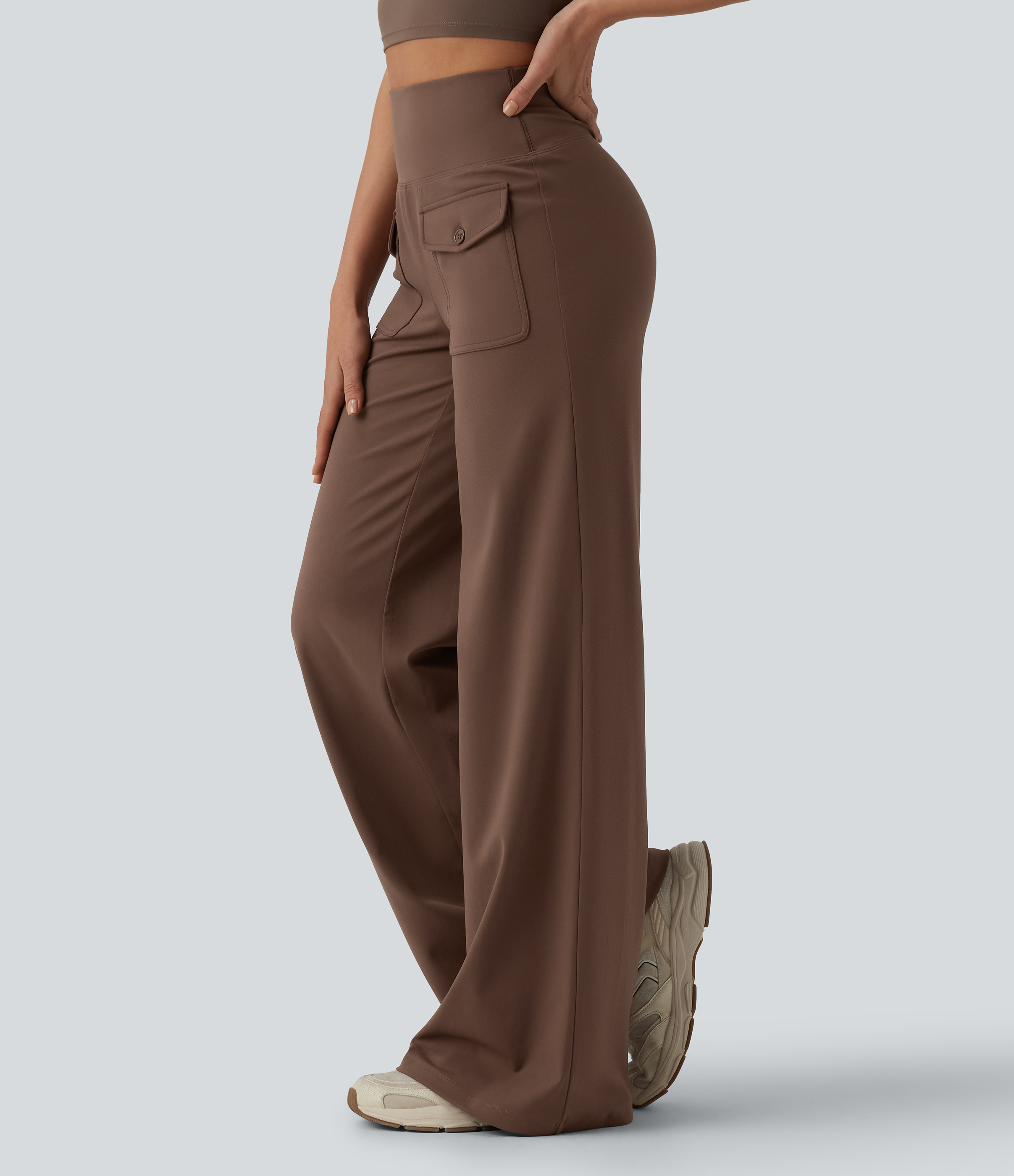 DayStretch High Waisted Tummy Control Wide Leg Yoga Pants with Pockets