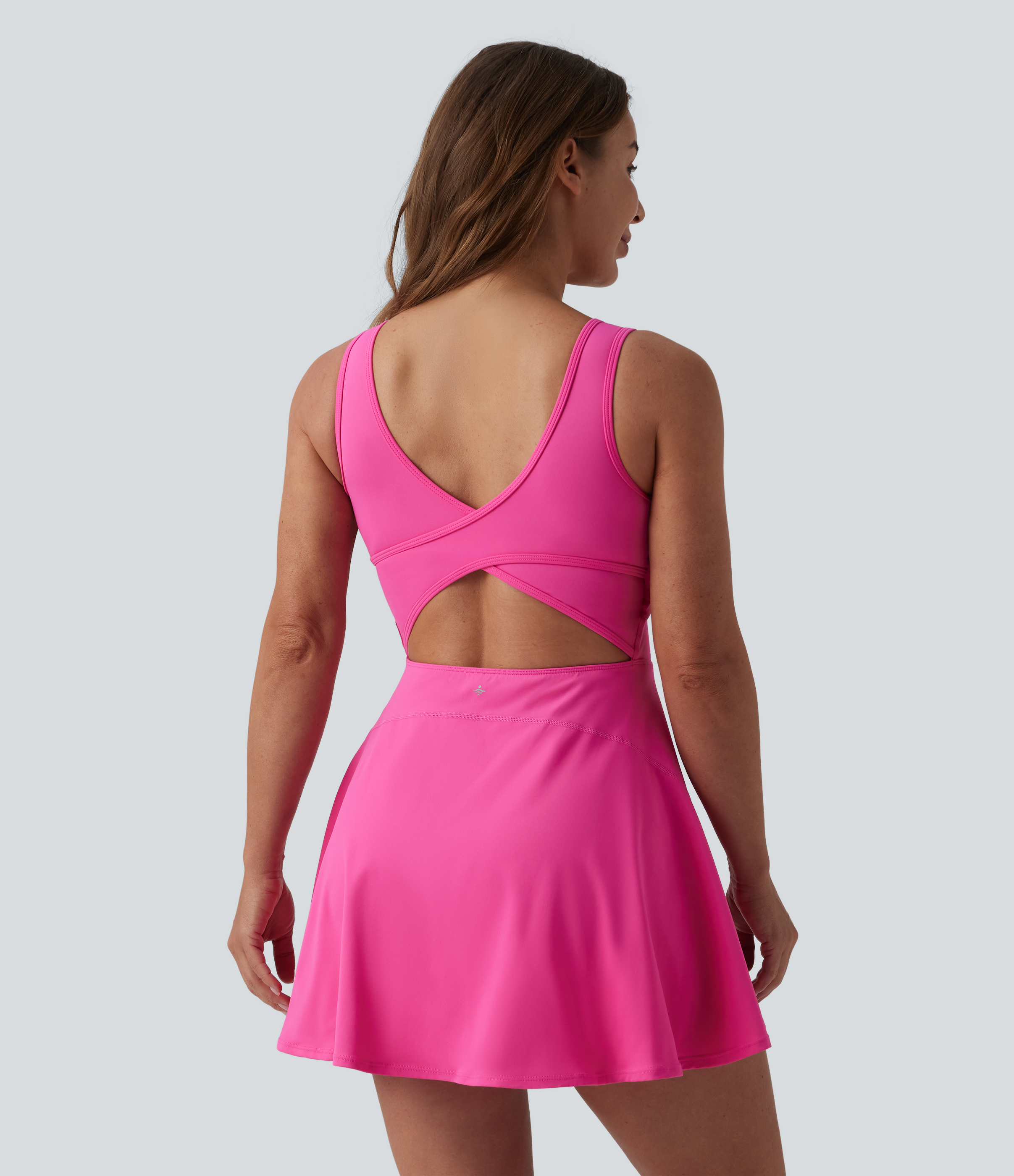 Fuchsia Fedora SoftlyZero™ Airy U Neck 2-in-1 Pocket Mini Cool Touch Dance Active Dress DD-F Cups-Easy Peezy / 2