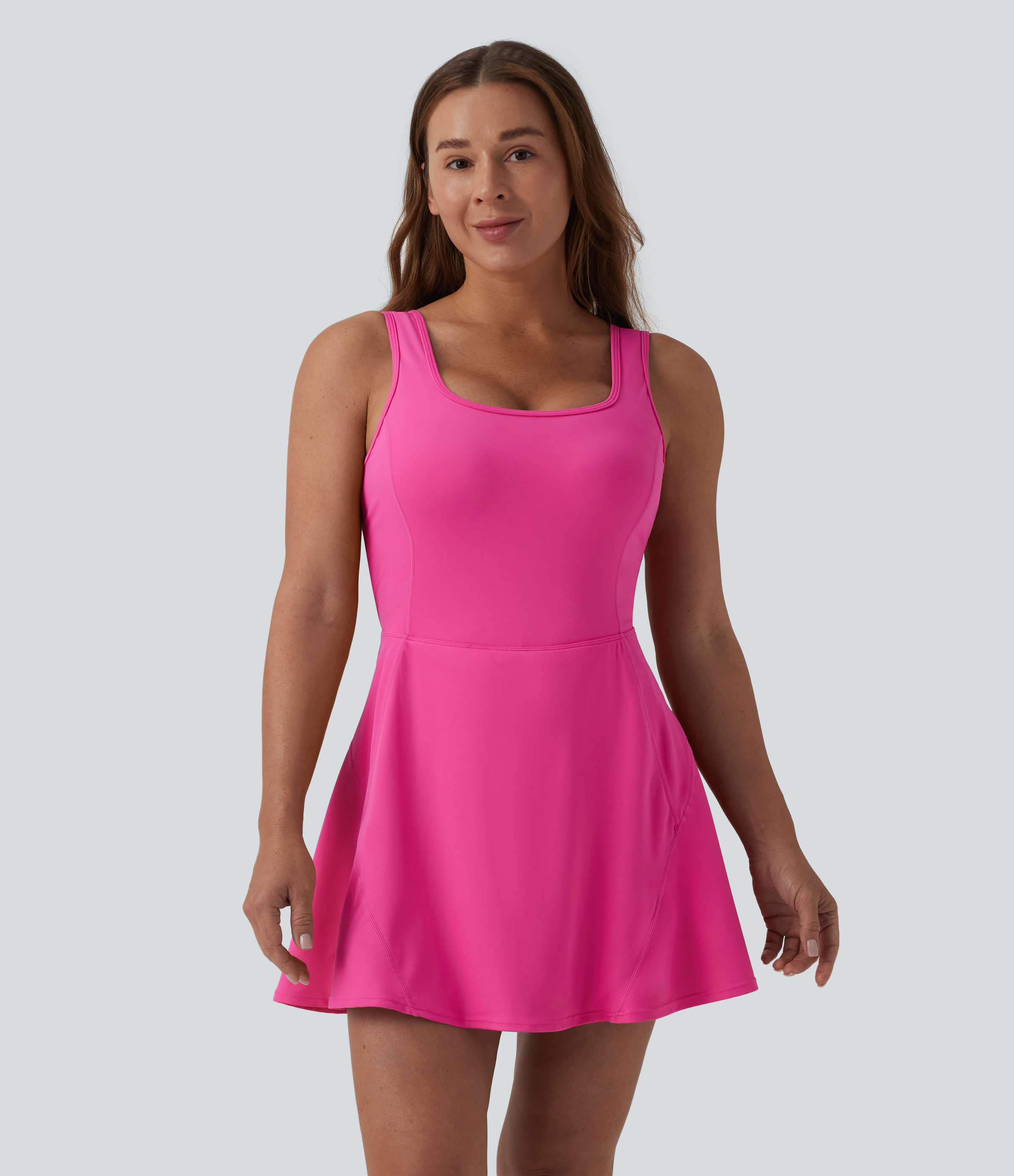 SoftlyZero™ Airy U Neck 2-in-1 Pocket Mini Cool Touch Dance Active Dress DD-F Cups-Easy Peezy