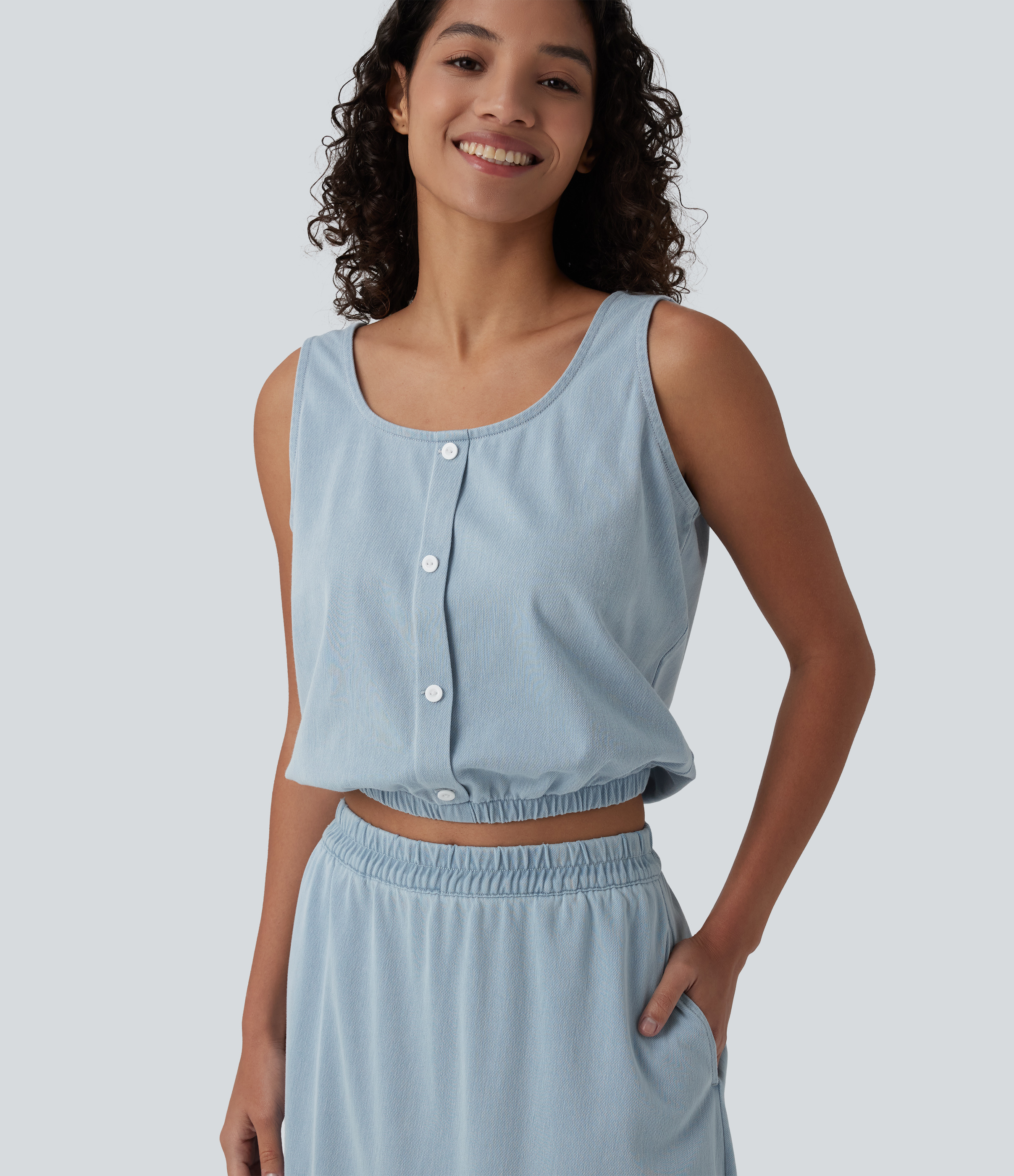 Halara Flex™ U Neck Denim Casual Tank Top