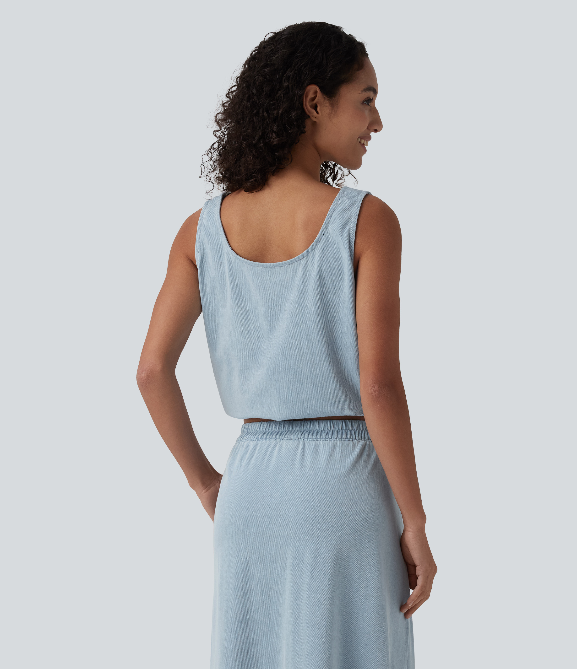 Malibu Blue Denim Halara Flex™ U Neck Denim Casual Tank Top / 2