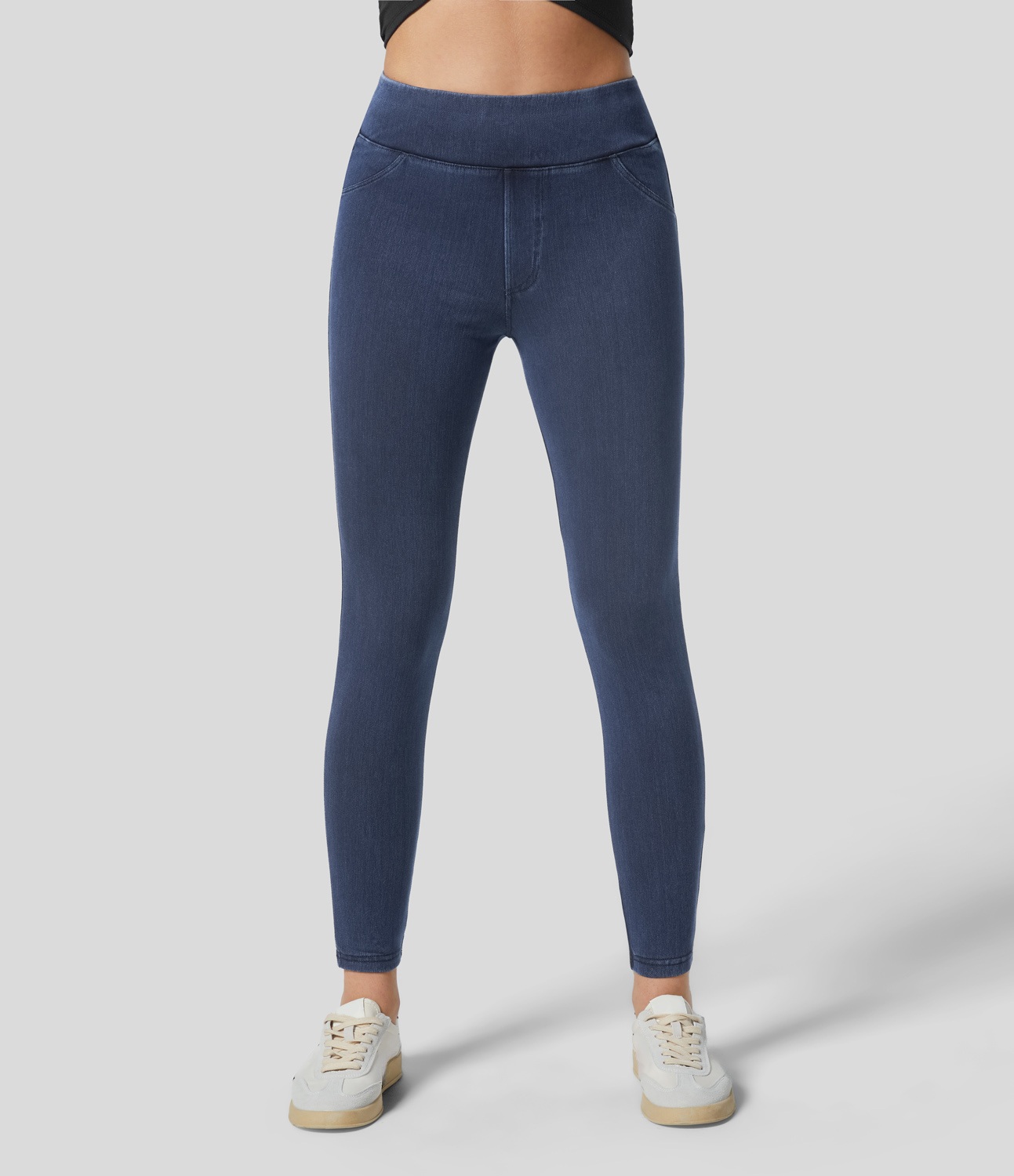 Titanium Blue Denim Halara Flex™ Denim Heat - high-waisted denim leggings with side pockets / 2