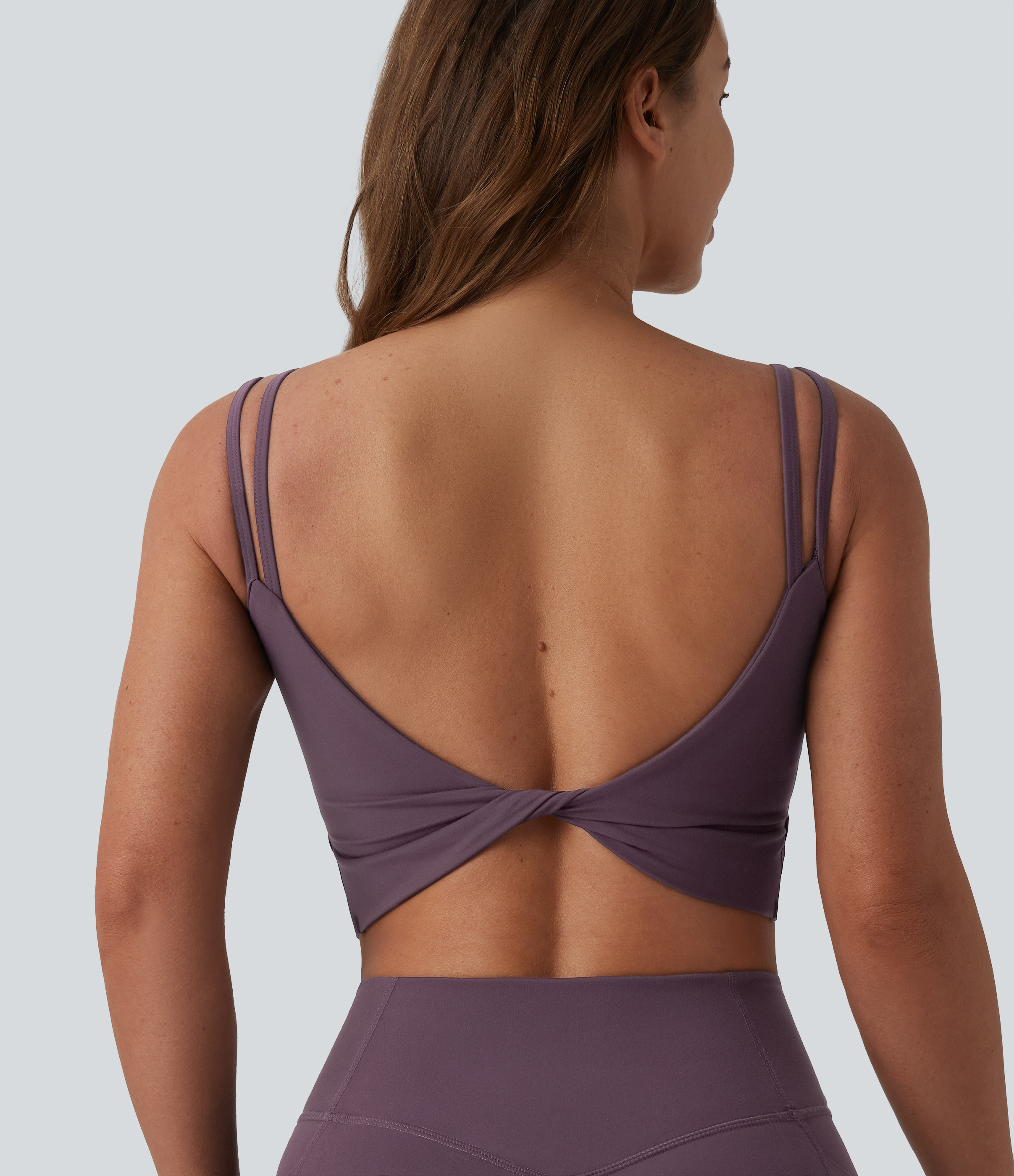 Halara UltraSculpt™ Double Straps Twisted Backless Cropped Built-in Bra Yoga Tank Top DD-F Cups