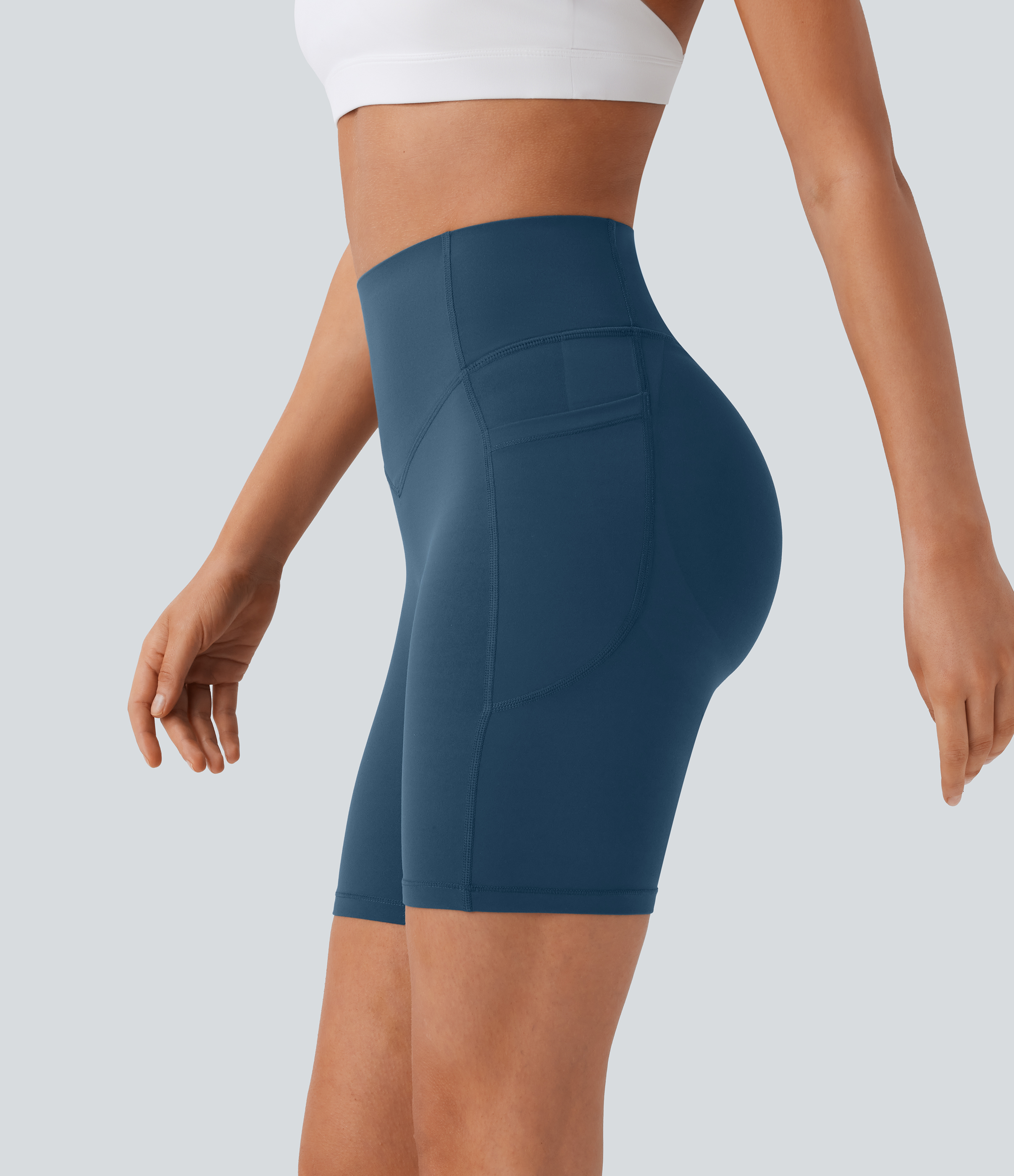 Halara UltraSculpt™ High Waisted Scrunch Butt Lifting Tummy Control Side Pocket Shaping Workout Biker Shorts 7''