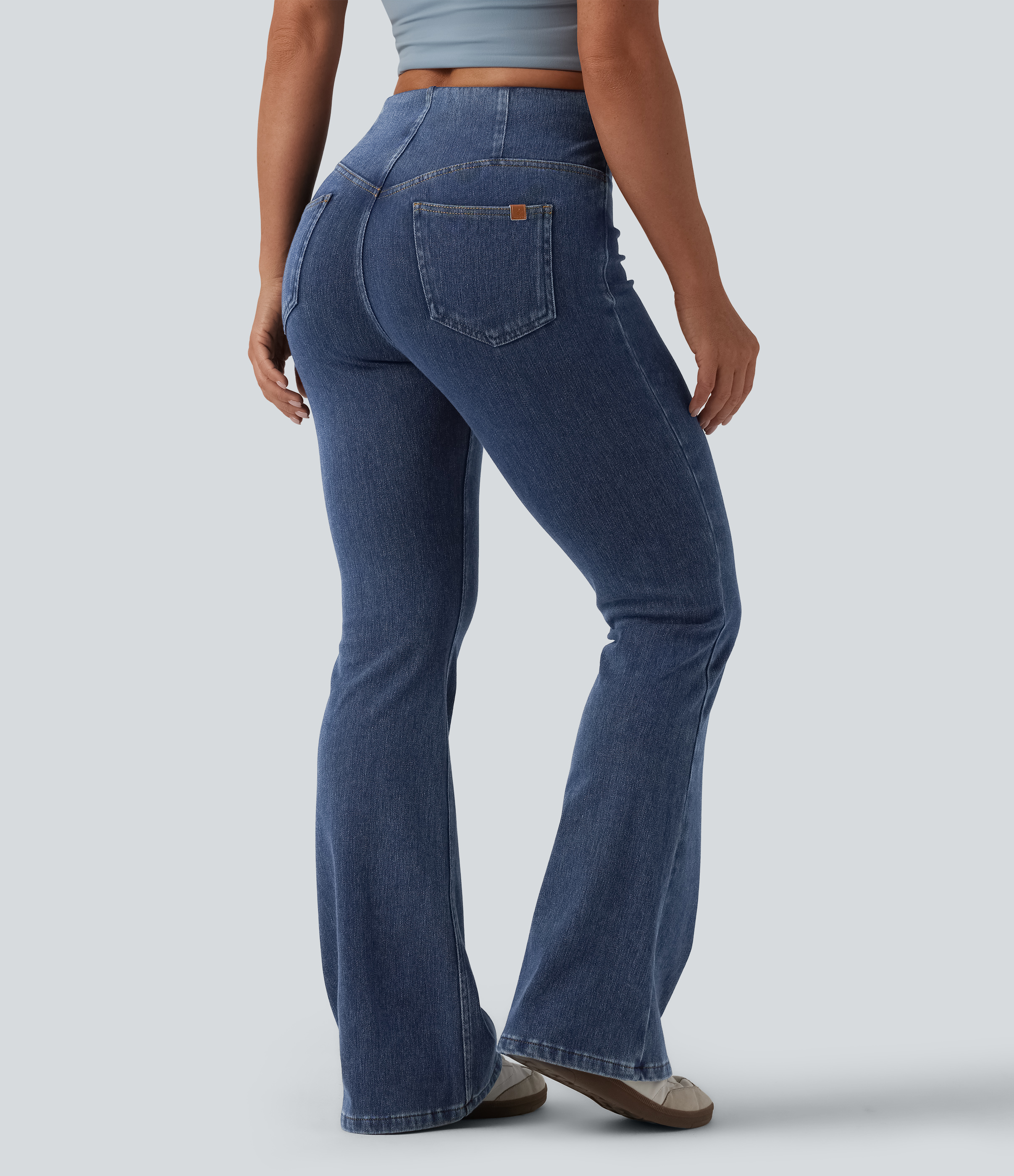 Halara Flex™ Mid Rise Tummy Control Flare Casual Jeans with Pockets