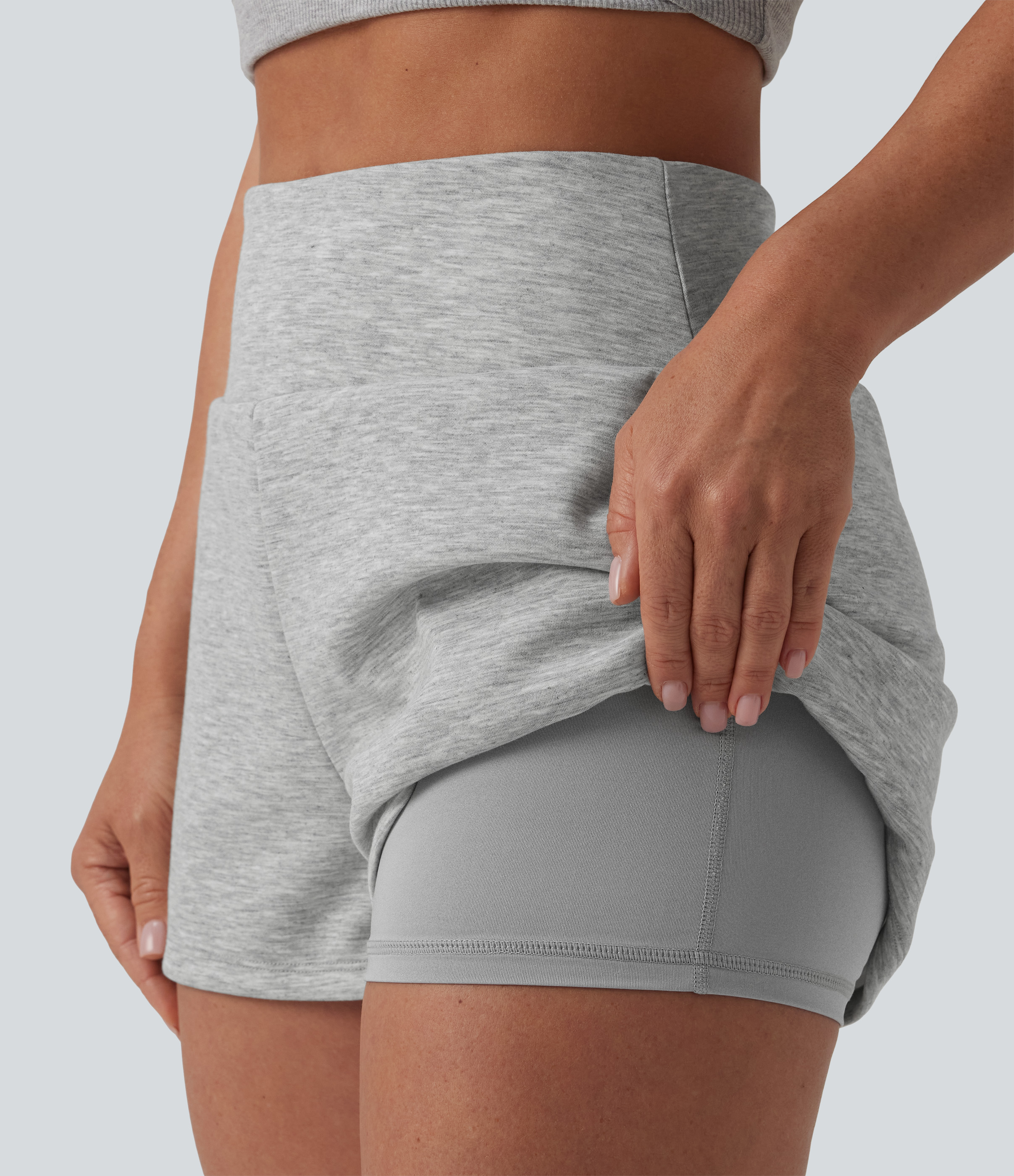 Shorts casuales 2 en 1 de talle alto con control abdominal, 3'' con bolsillos