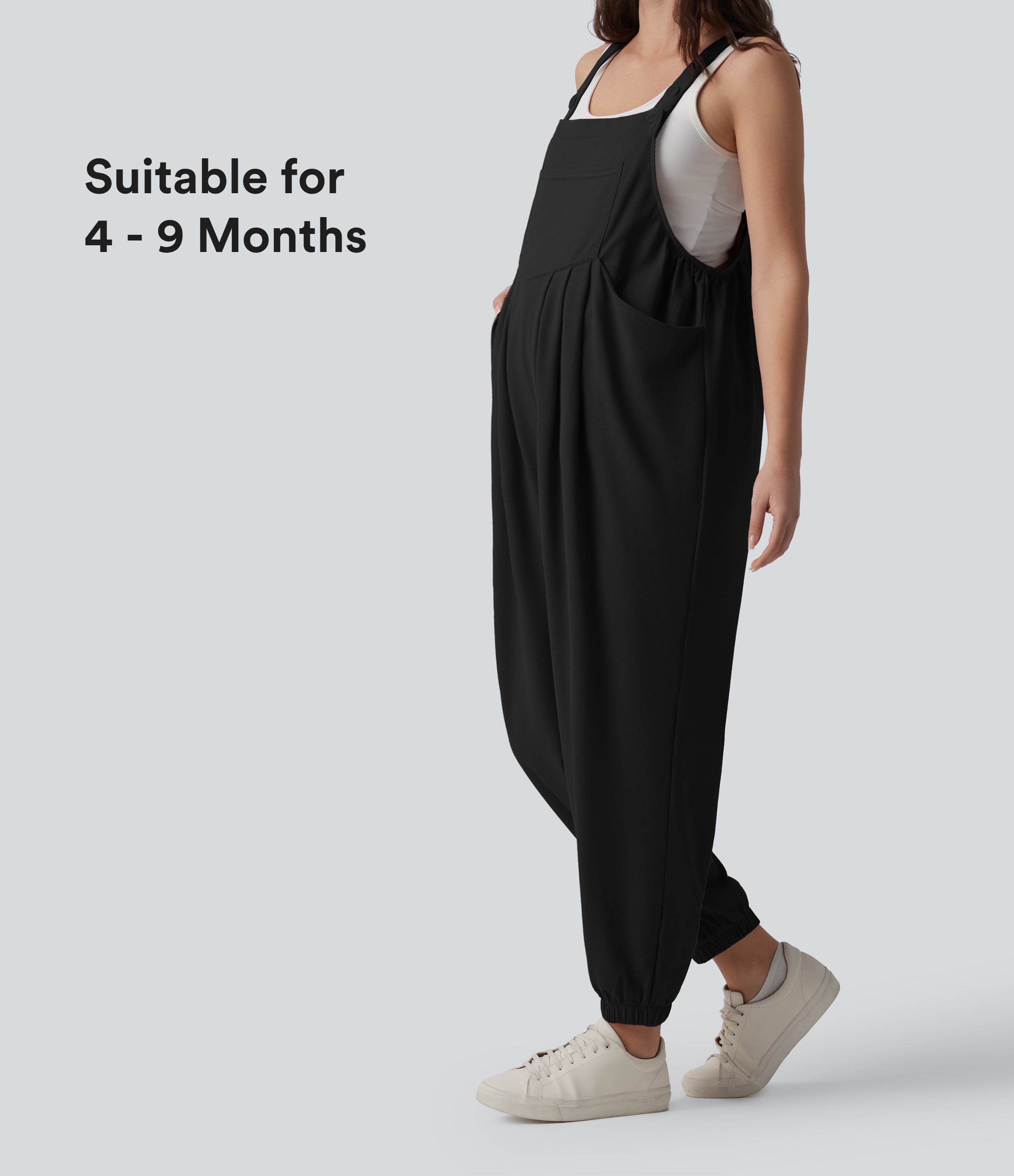 Waffle Casual Maternity Jogger Dungarees with Pockets