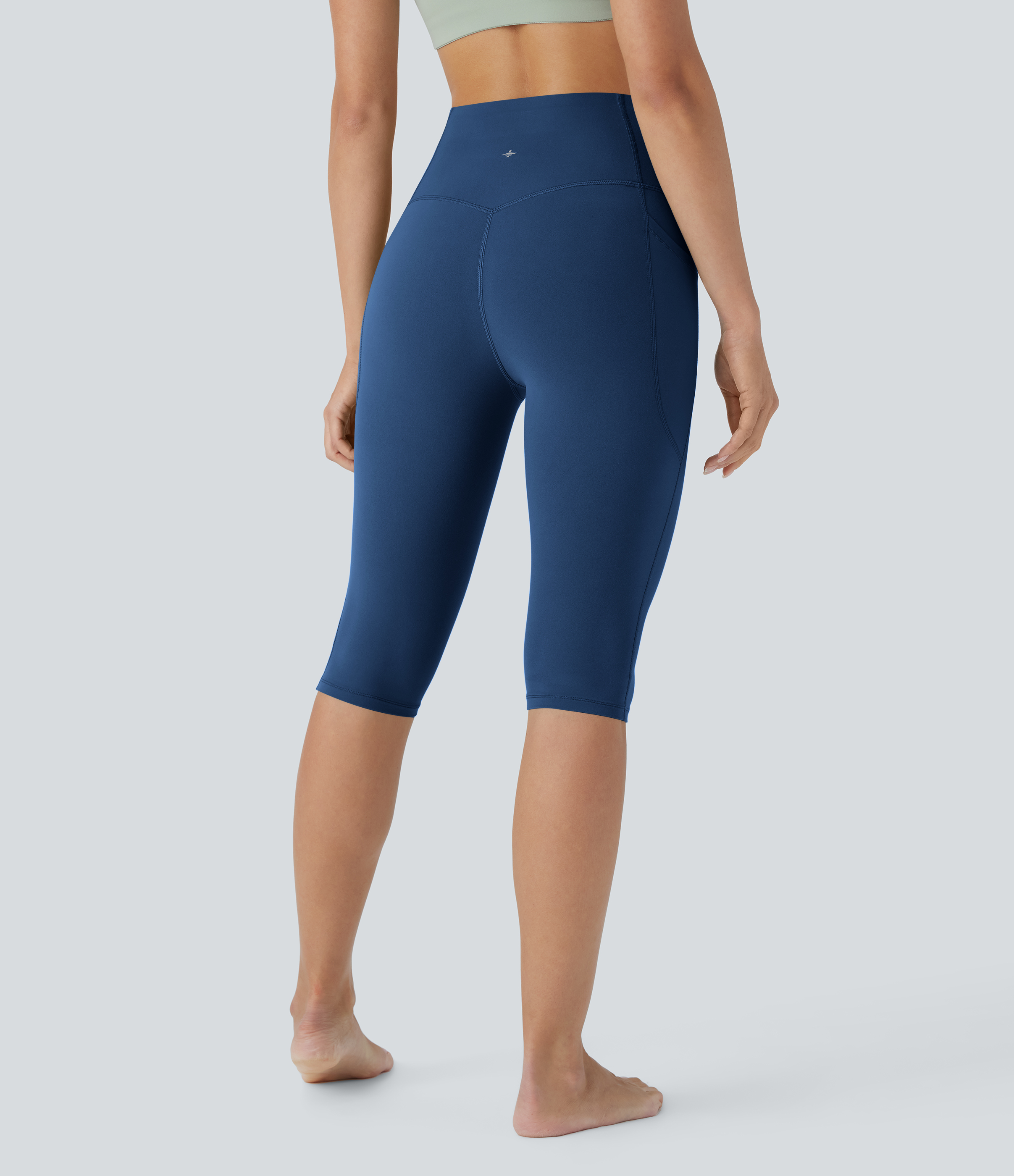 Navy Peony Halara UltraSculpt™ High Waisted Tummy Control Pedal Pusher Yoga Leggings with Pockets / 2
