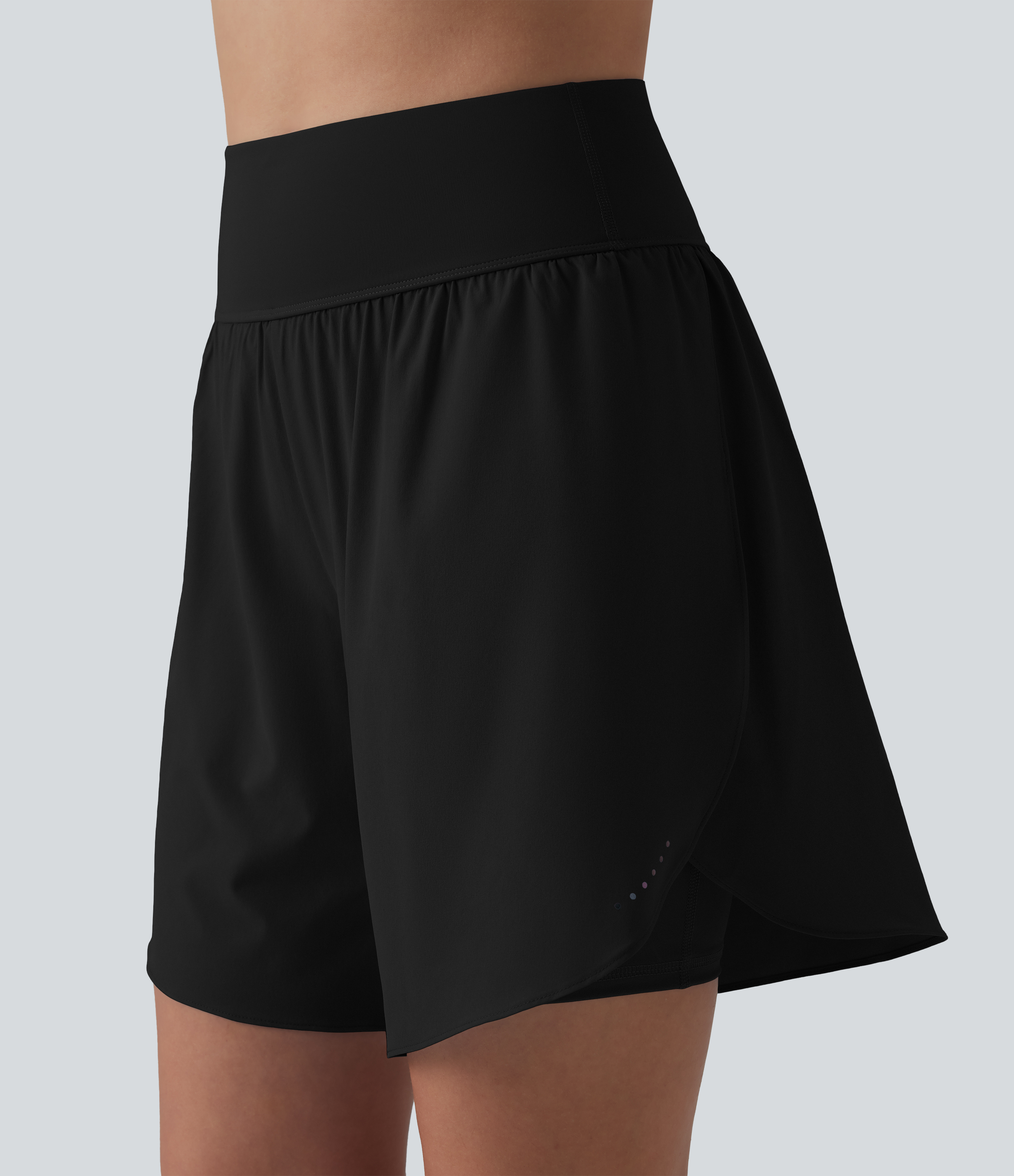 SoftlyZero™ QuickDry Short running 2-en-1 gainant taille haute à pois réfléchissants et ourlet croisé 17,5 cm avec poches