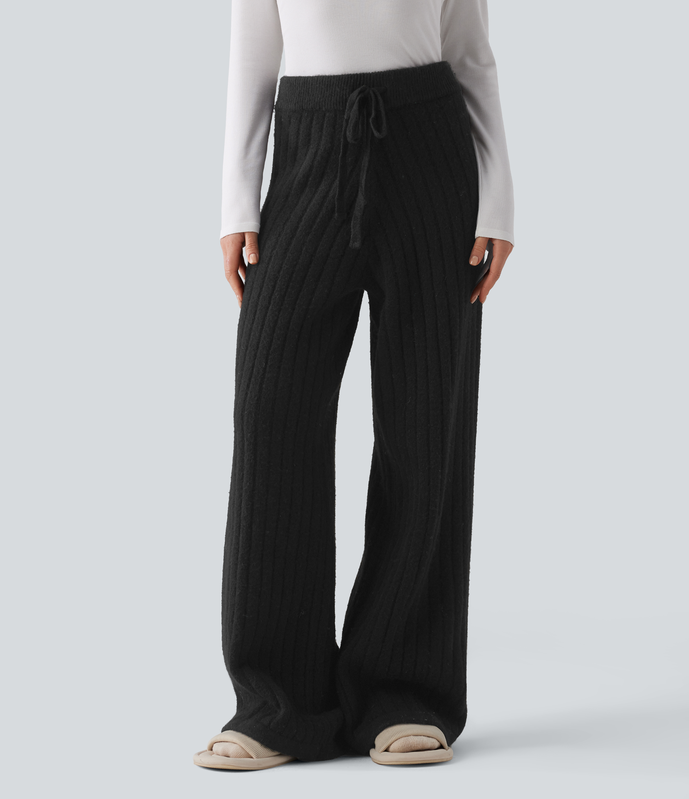 Mid Rise Drawstring Lounging Baggy Sweater Pants