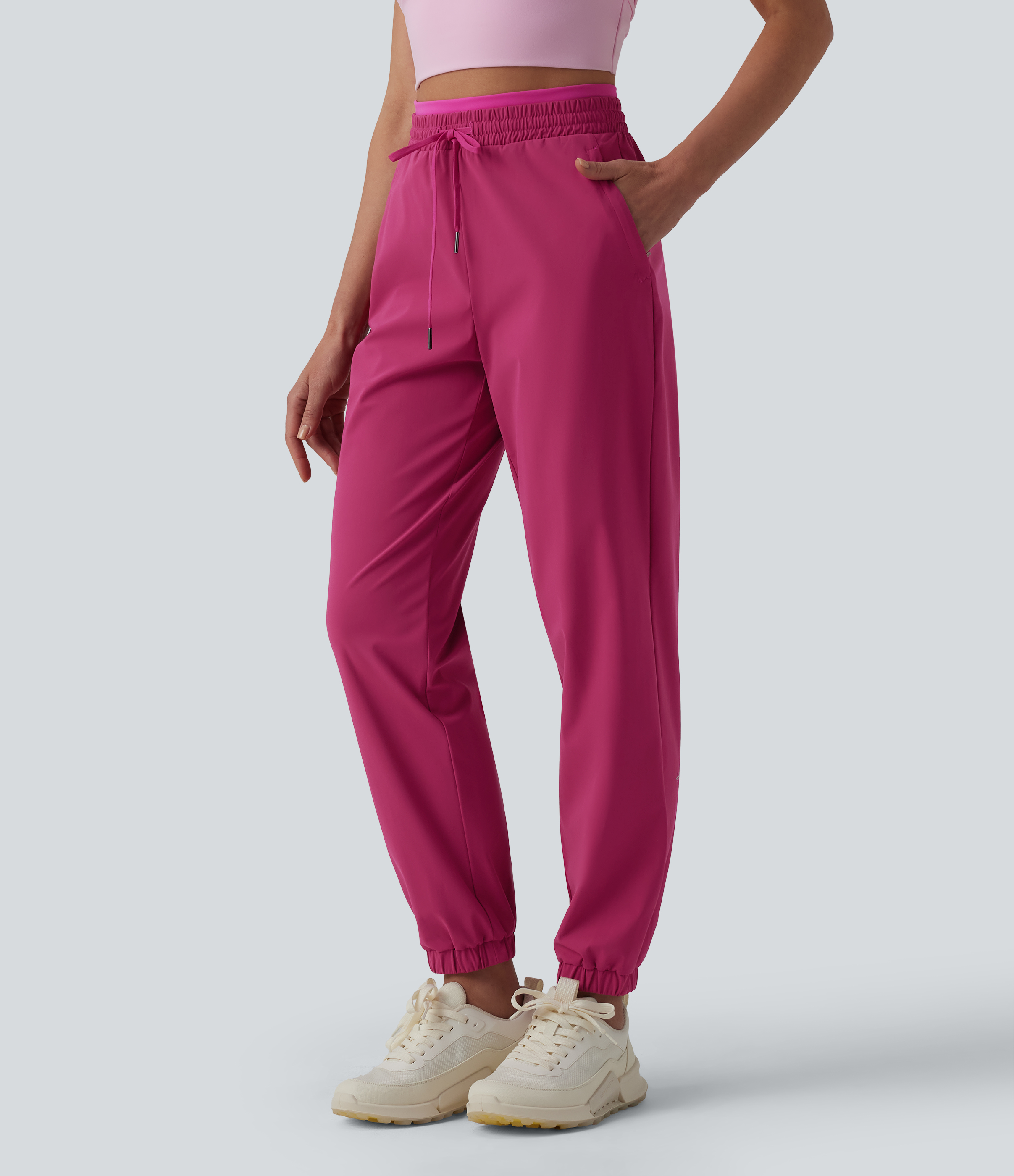 High Waisted Drawstring Quick Dry Joggers with Pockets