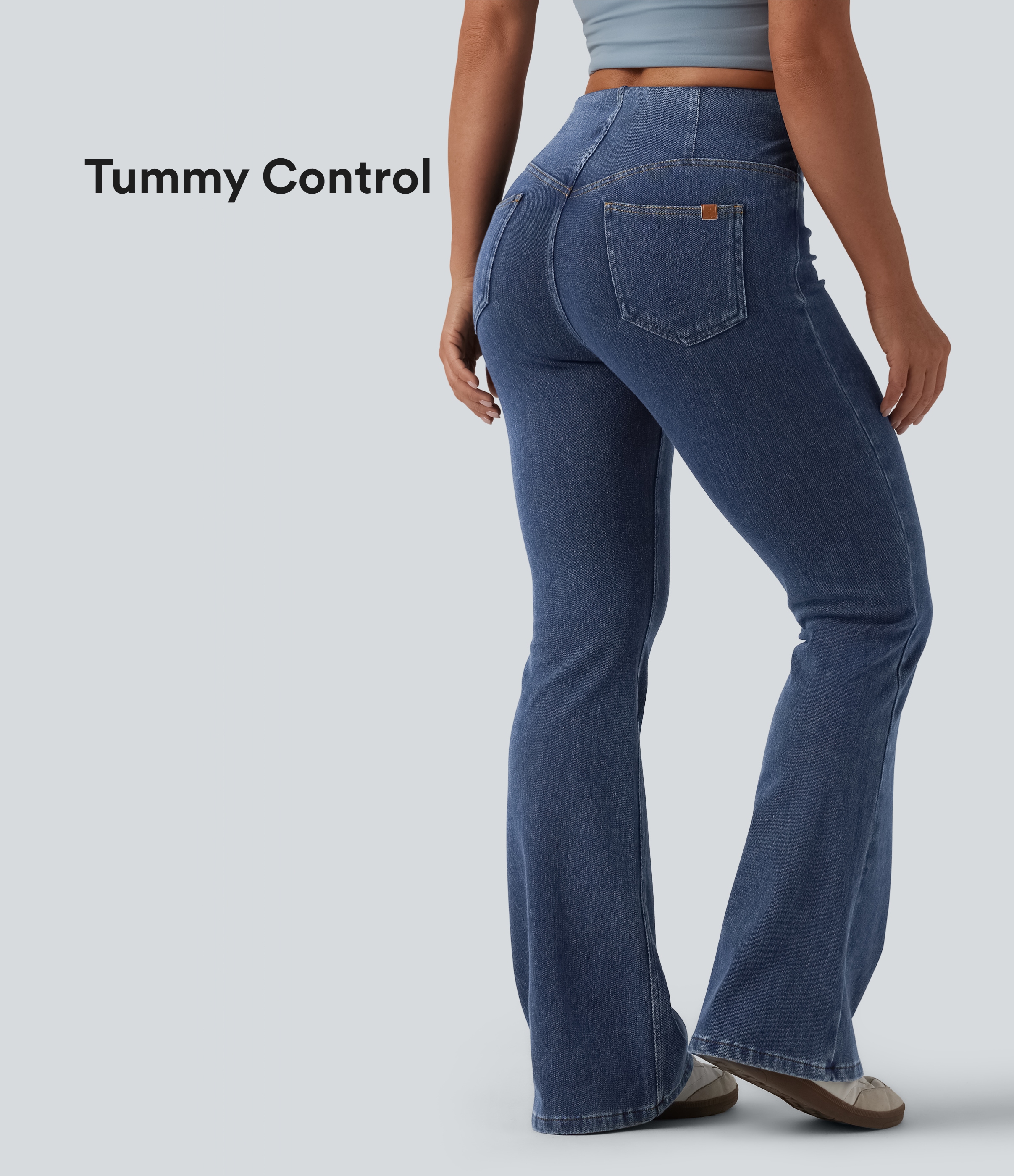 Halara Flex™ Mid Rise Tummy Control Flare Casual Jeans with Pockets