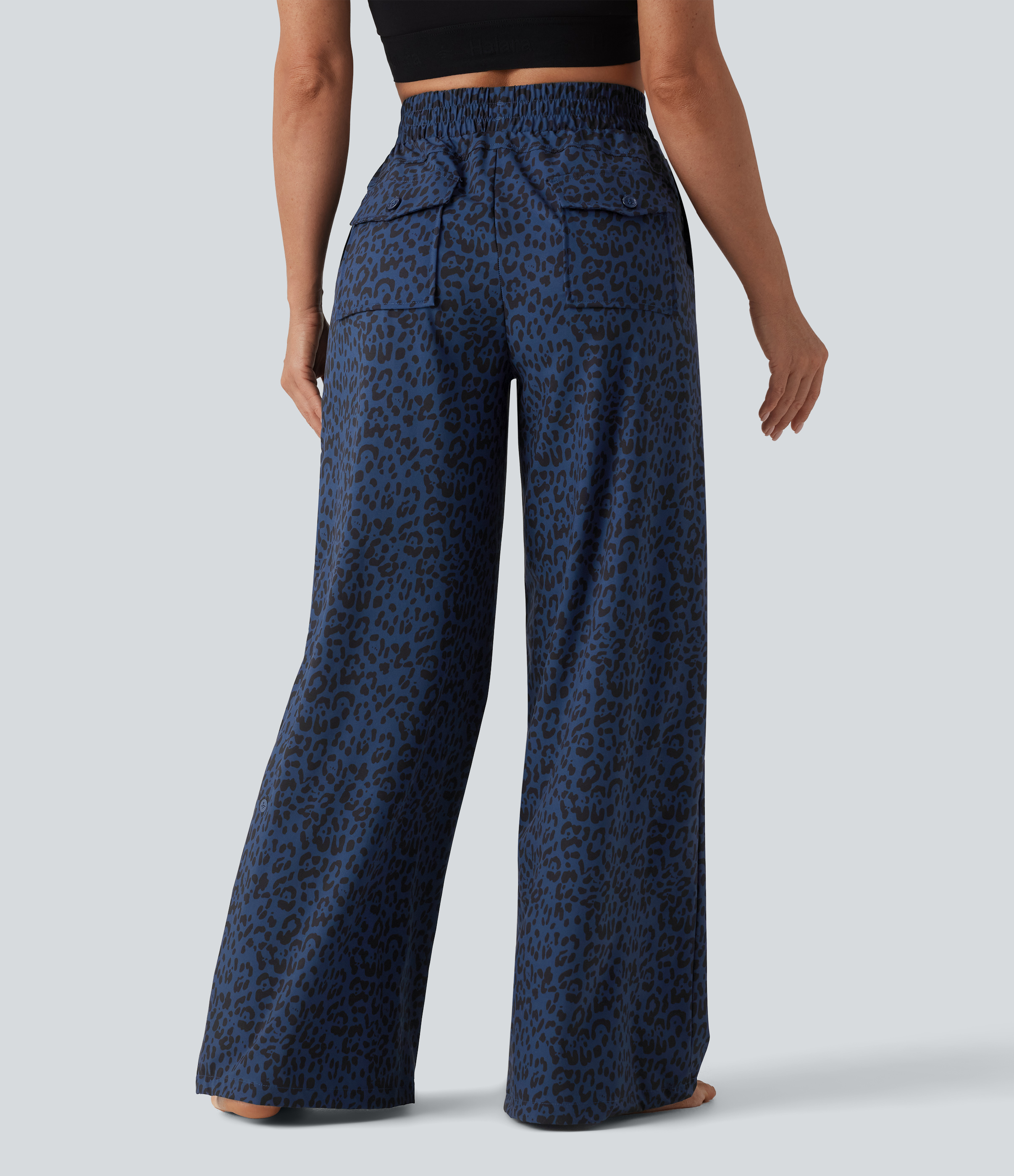 Mid Rise Leopard Print Dance Pants with Pockets