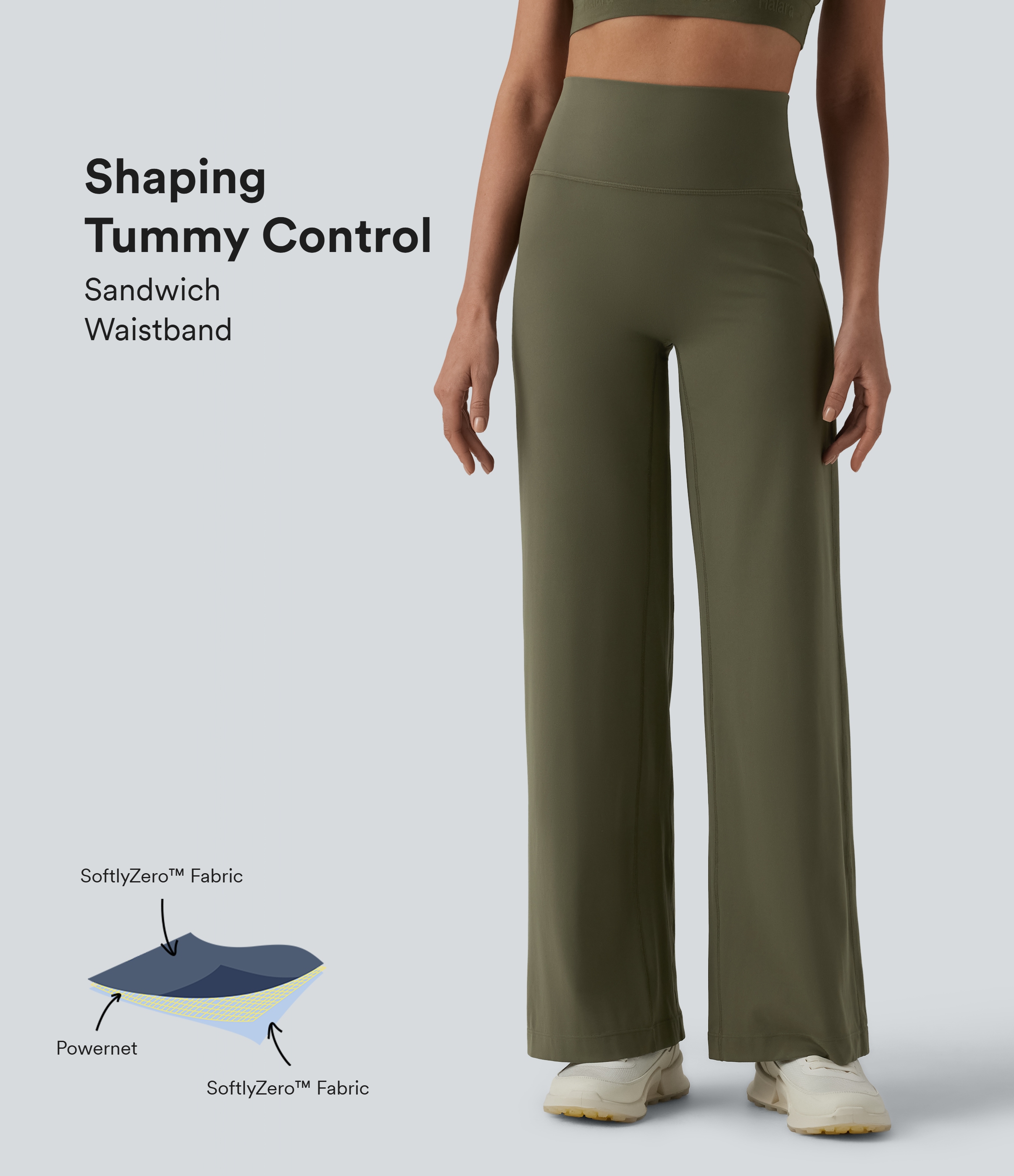 SoftlyZero™ High Waisted Tummy Control Straight Leg Ruched Yoga Pants-UPF50+