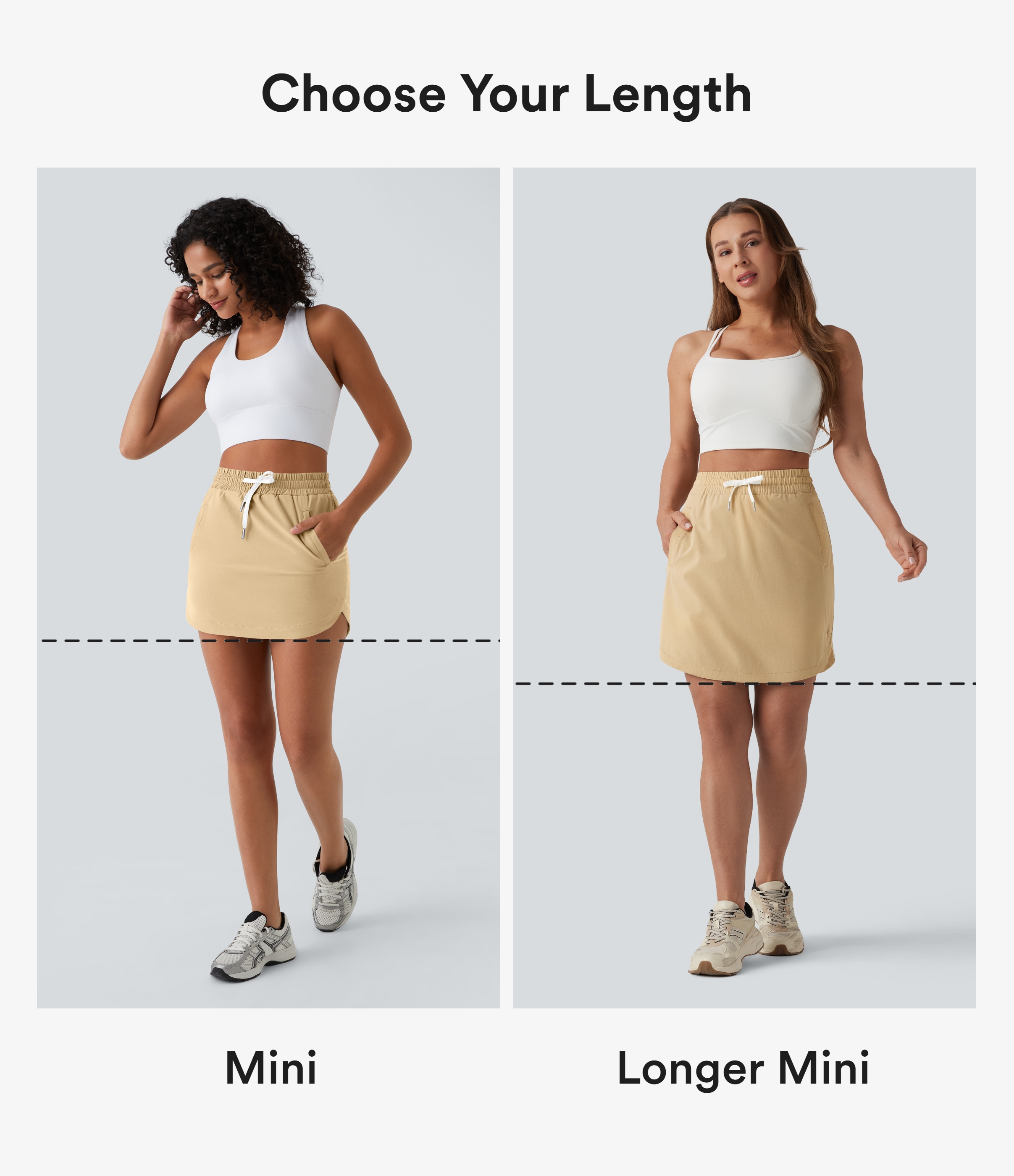 Boulder High Waisted Drawstring Pocket 2-in-1 Curved Hem Mini Golf Skirt / 2
