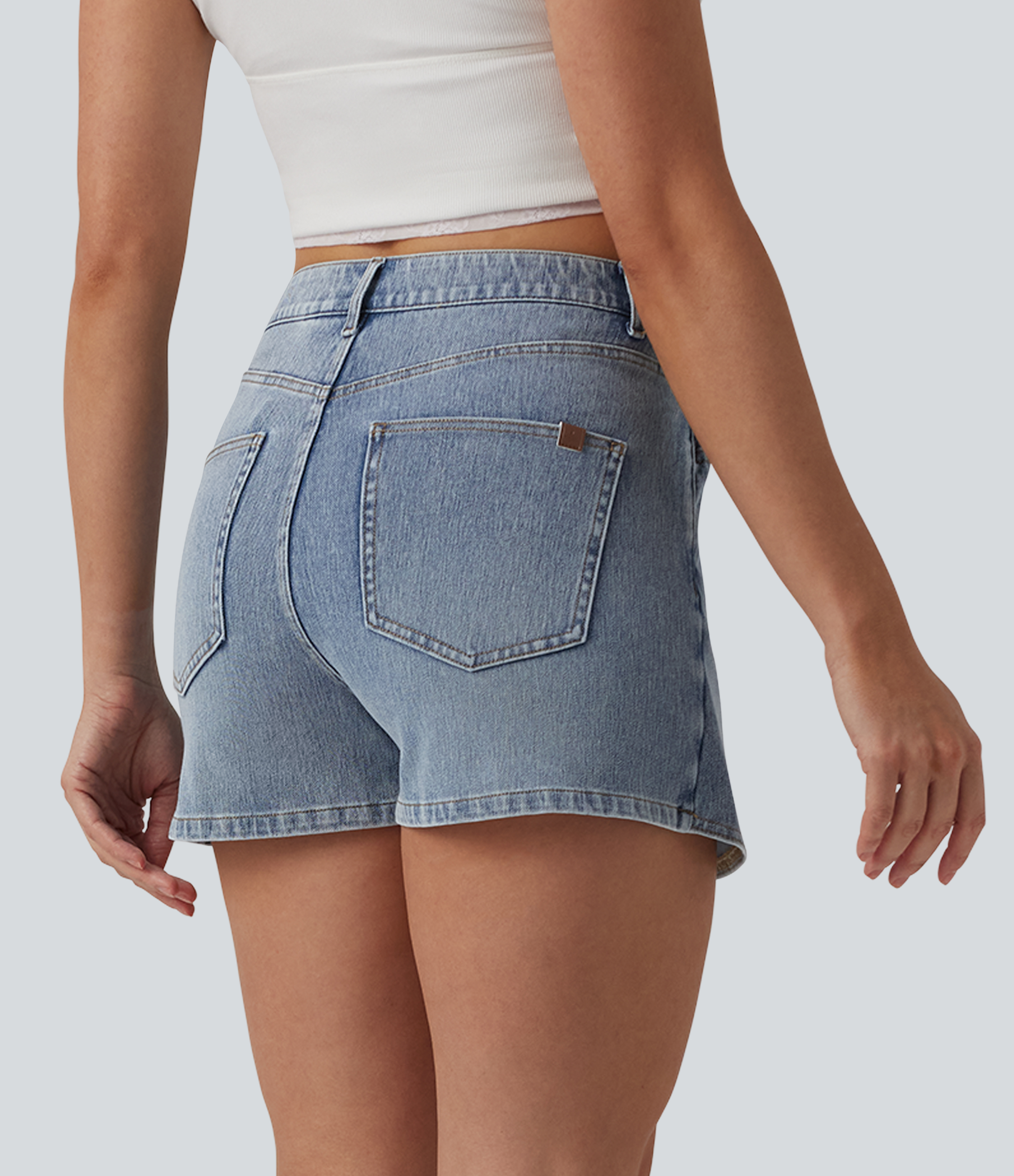 Malibu Blue Denim Halara Flex™ Asymmetric Mid Rise Denim Casual Skort with Pockets / 2