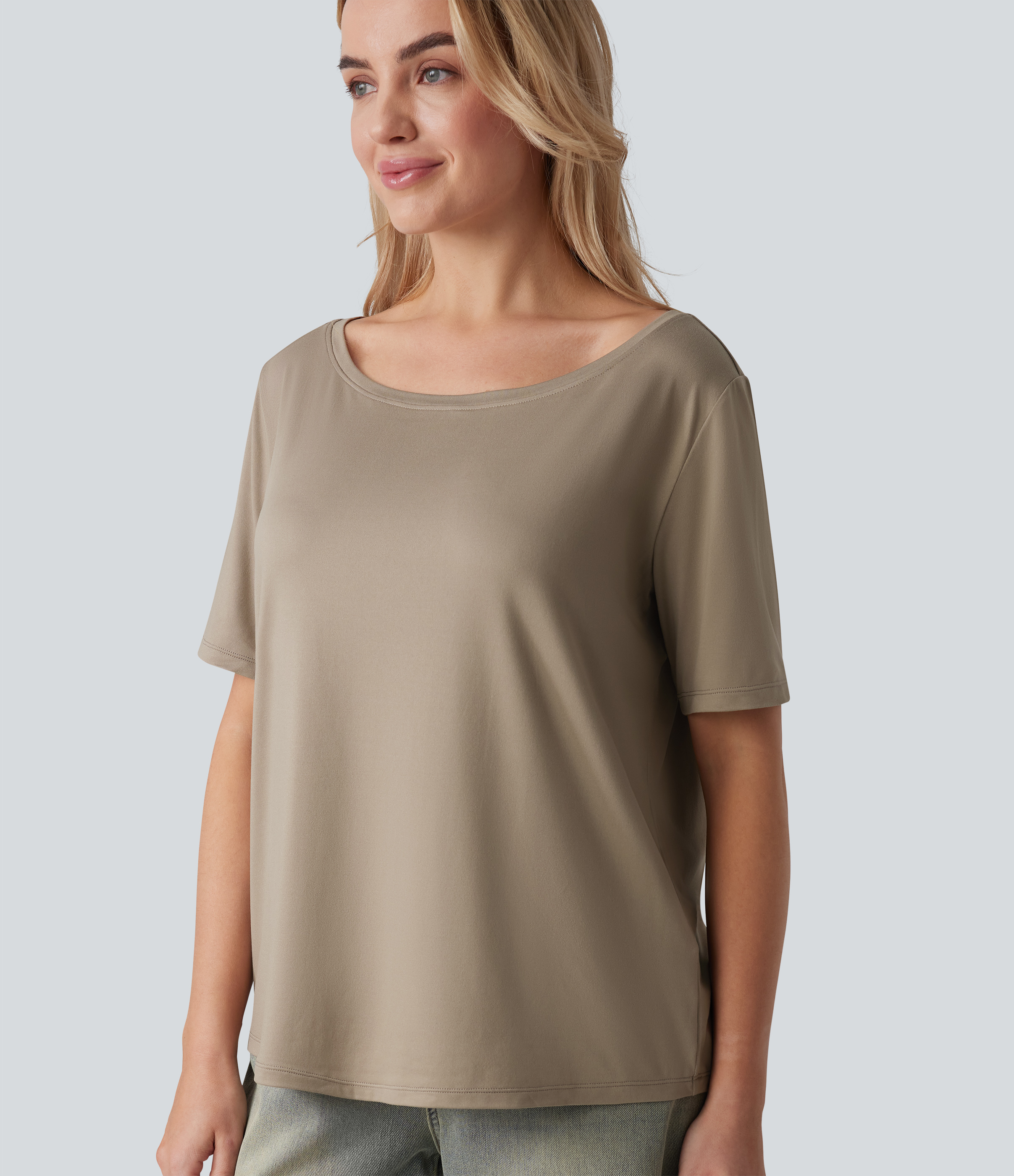 Boat Neck Half Sleeve Casual T-Shirt