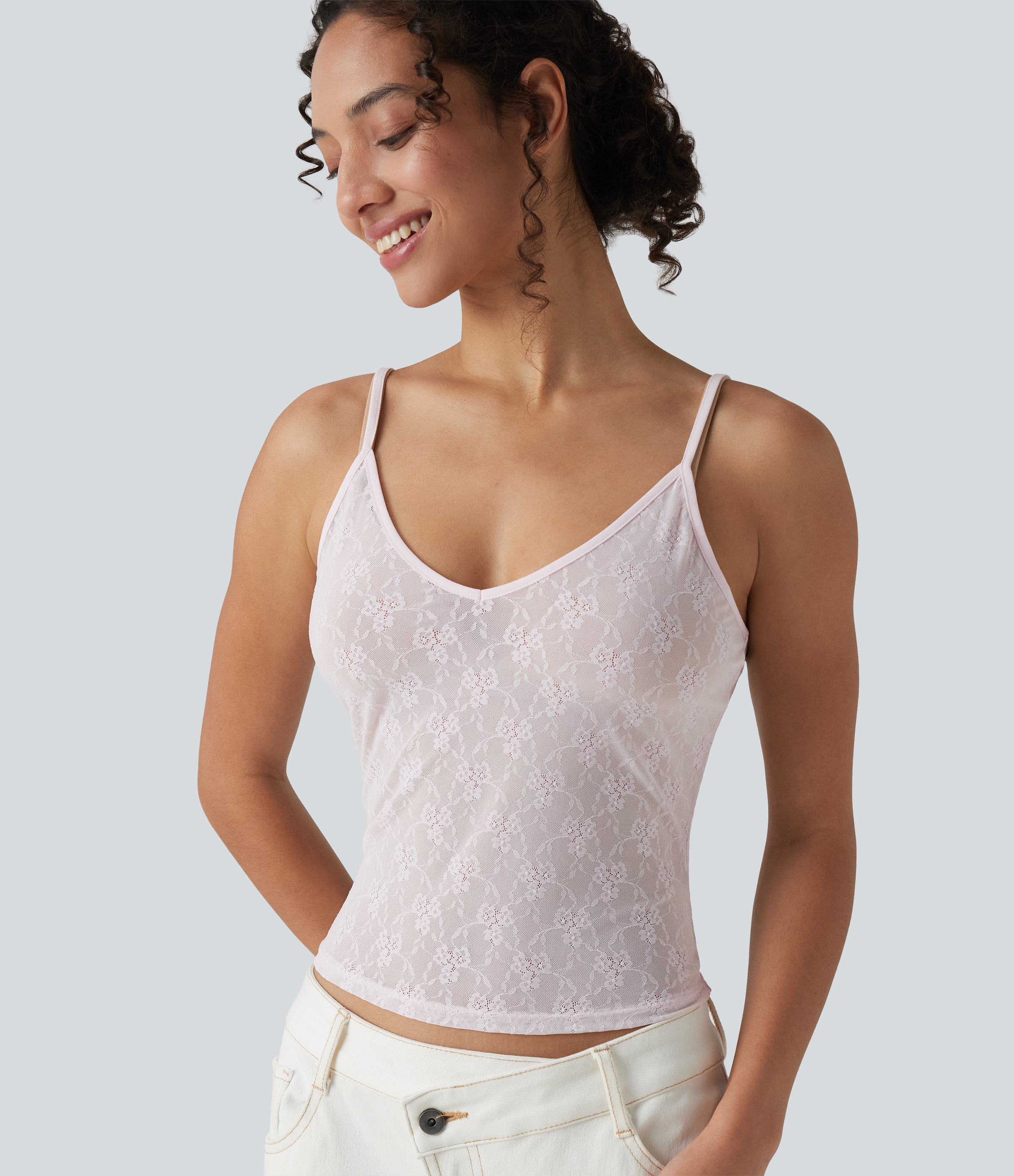 Sheer Lace Floral Tank Top