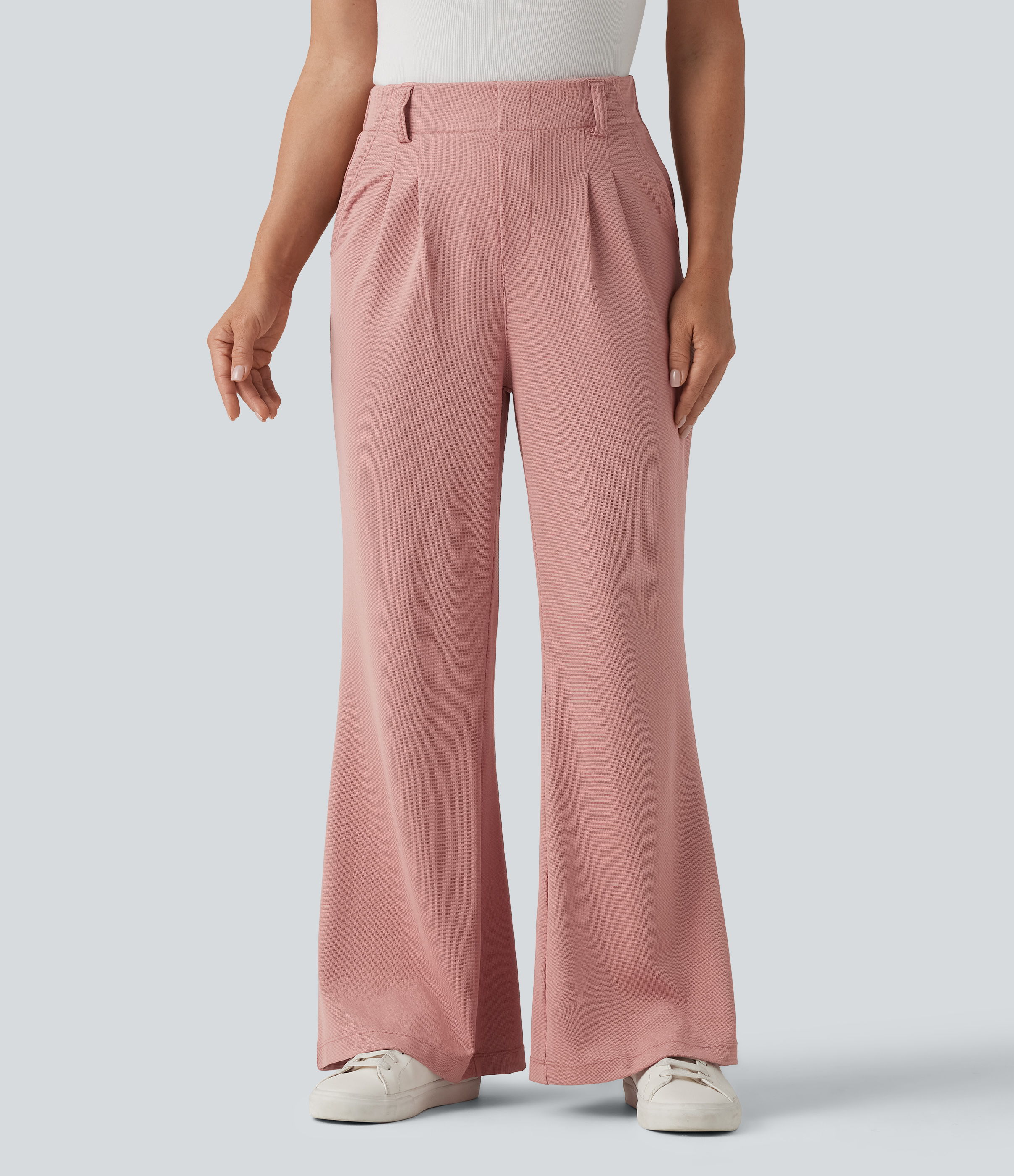 Halara Flex™ High Waisted Flare Waffle Work Pants with Pockets