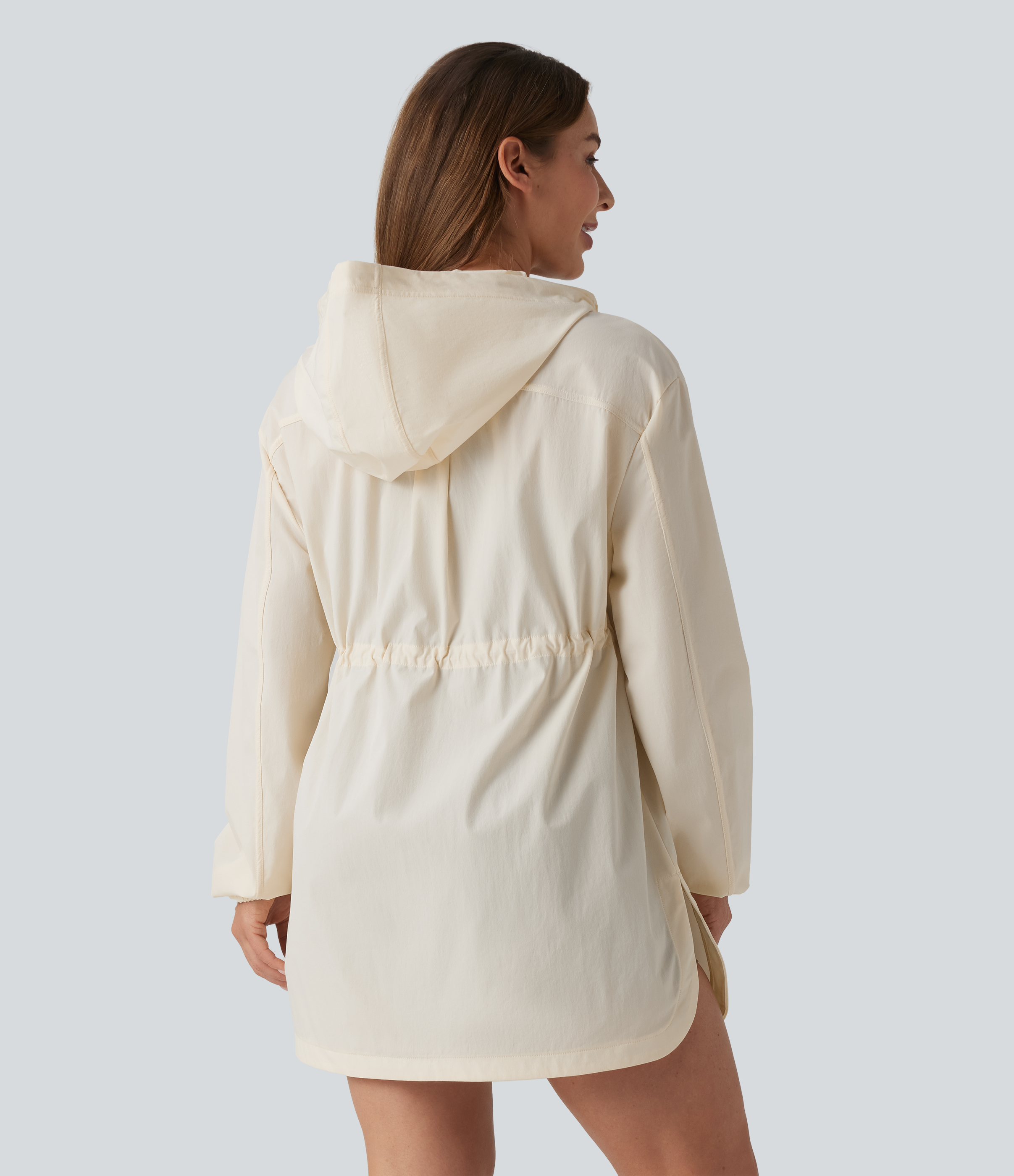 Turtledove Veste cargo de randonnée à capuche, déperlante et résistante à l'usure, avec cordon de serrage, ourlet arrondi et poches / 2