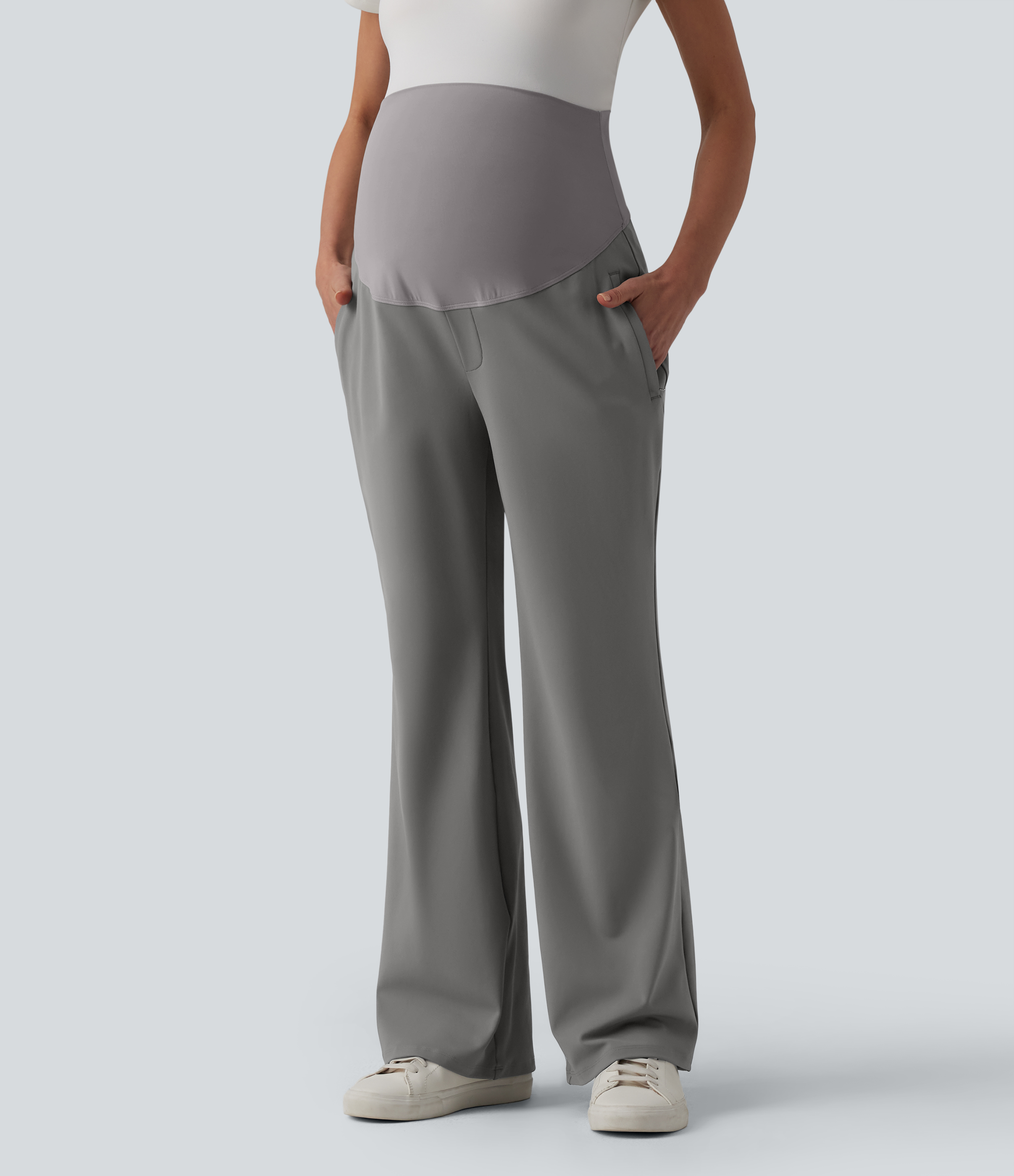 Halara Flex™ DayStretch Pantalon évasé de maternité super taille haute pour le travail avec poches zippées