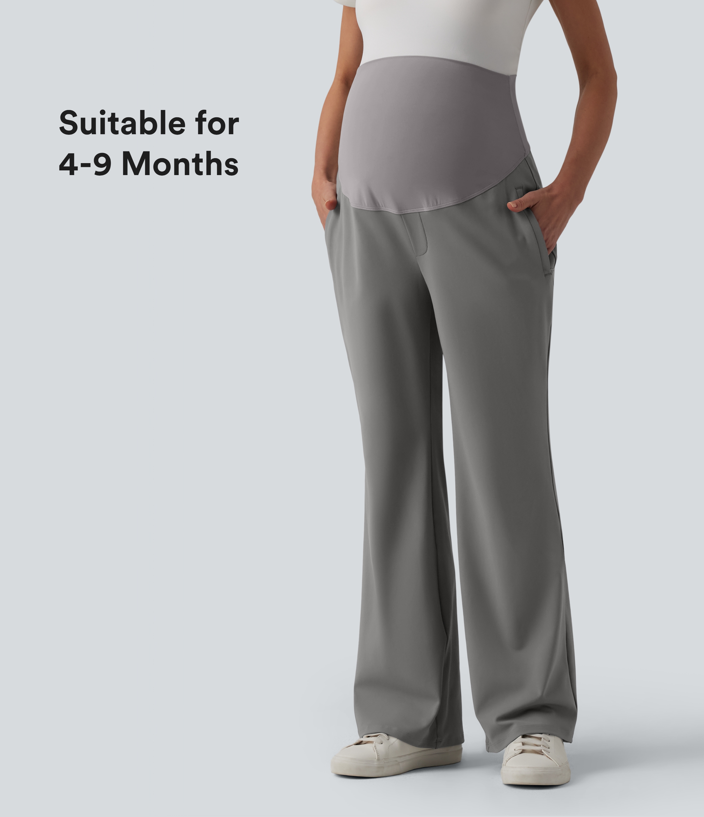 Halara Flex™ DayStretch Super High Waisted Work Maternity Flare Trousers with Zipper Pockets