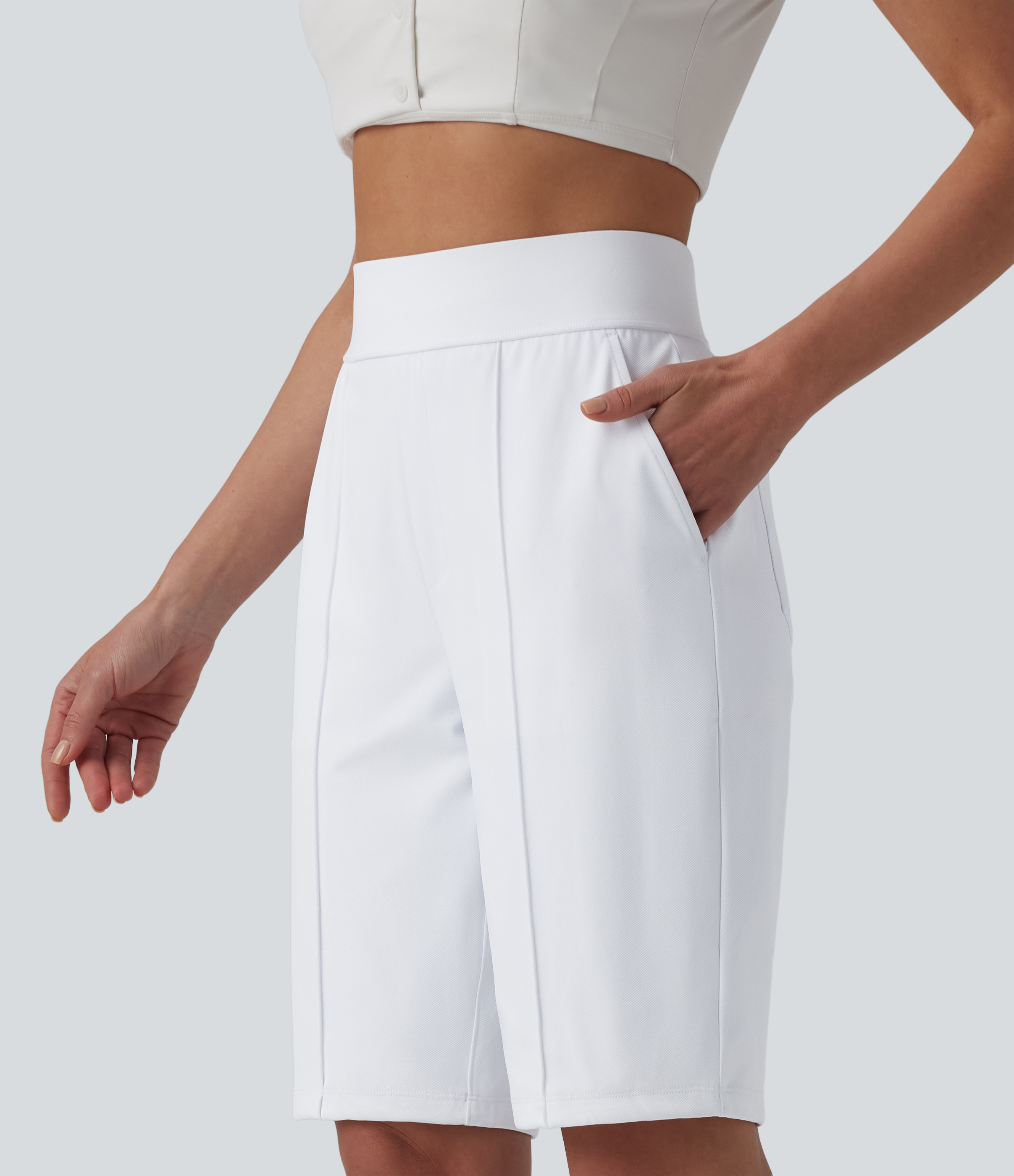 High Waisted Quick Dry Golf Shorts with Pockets 10''-Golf Tee-UPF40+