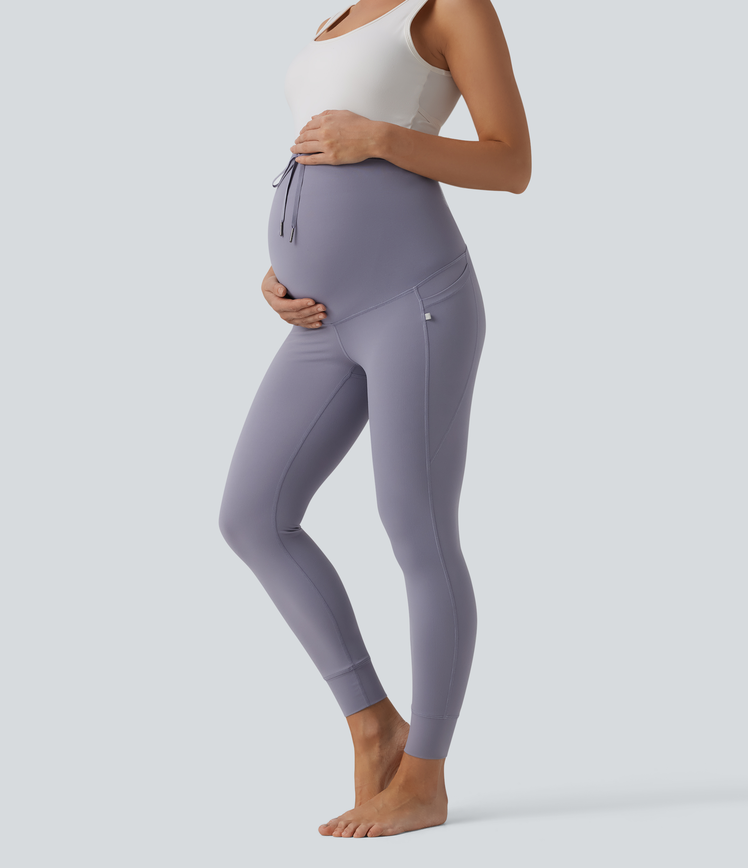 Halara UltraSculpt™ Ultra High-Waist Drawstring Plain 7/8 Yoga Maternity Leggings with Pockets