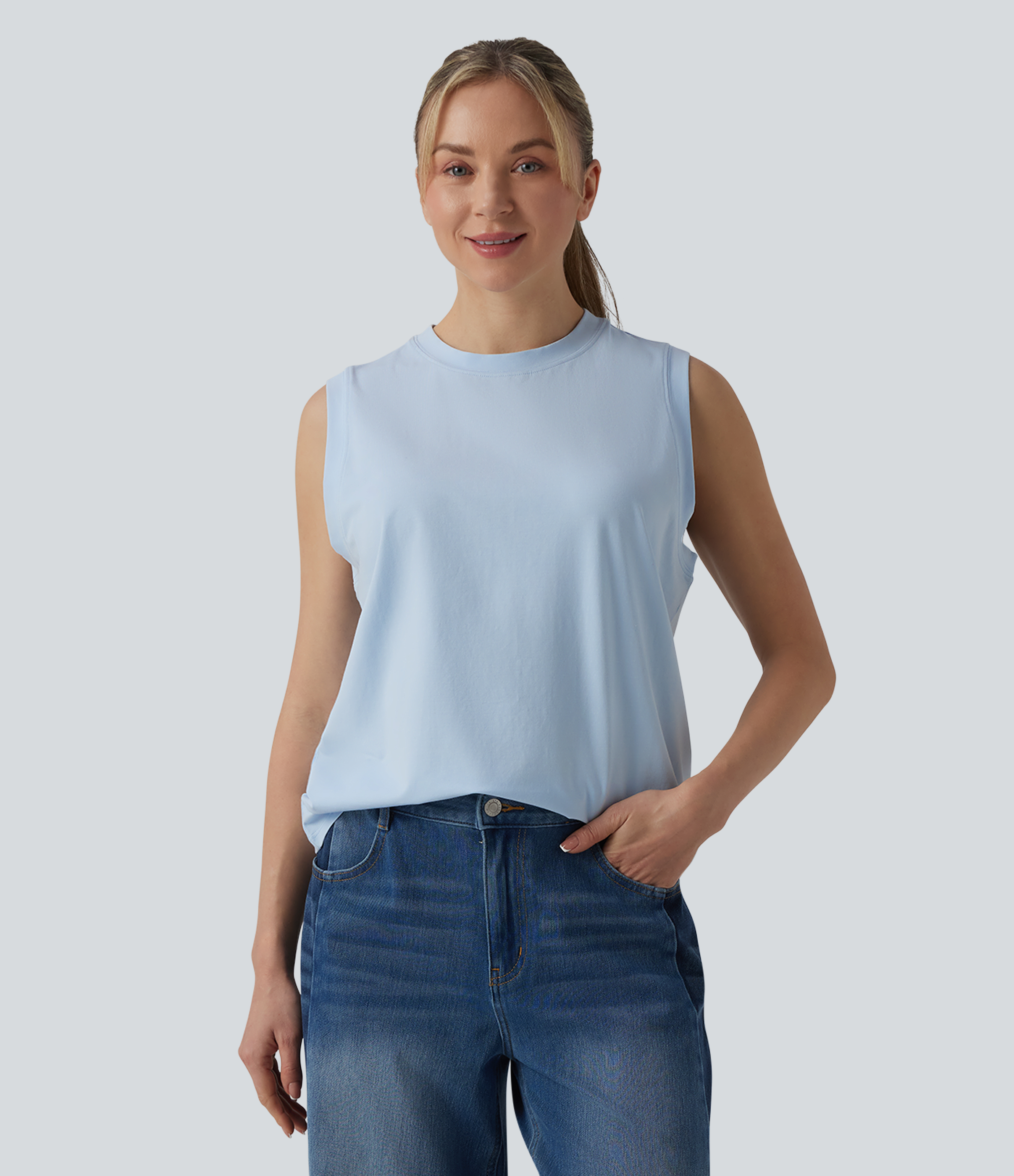 Round Neck Casual Cotton Tank Top