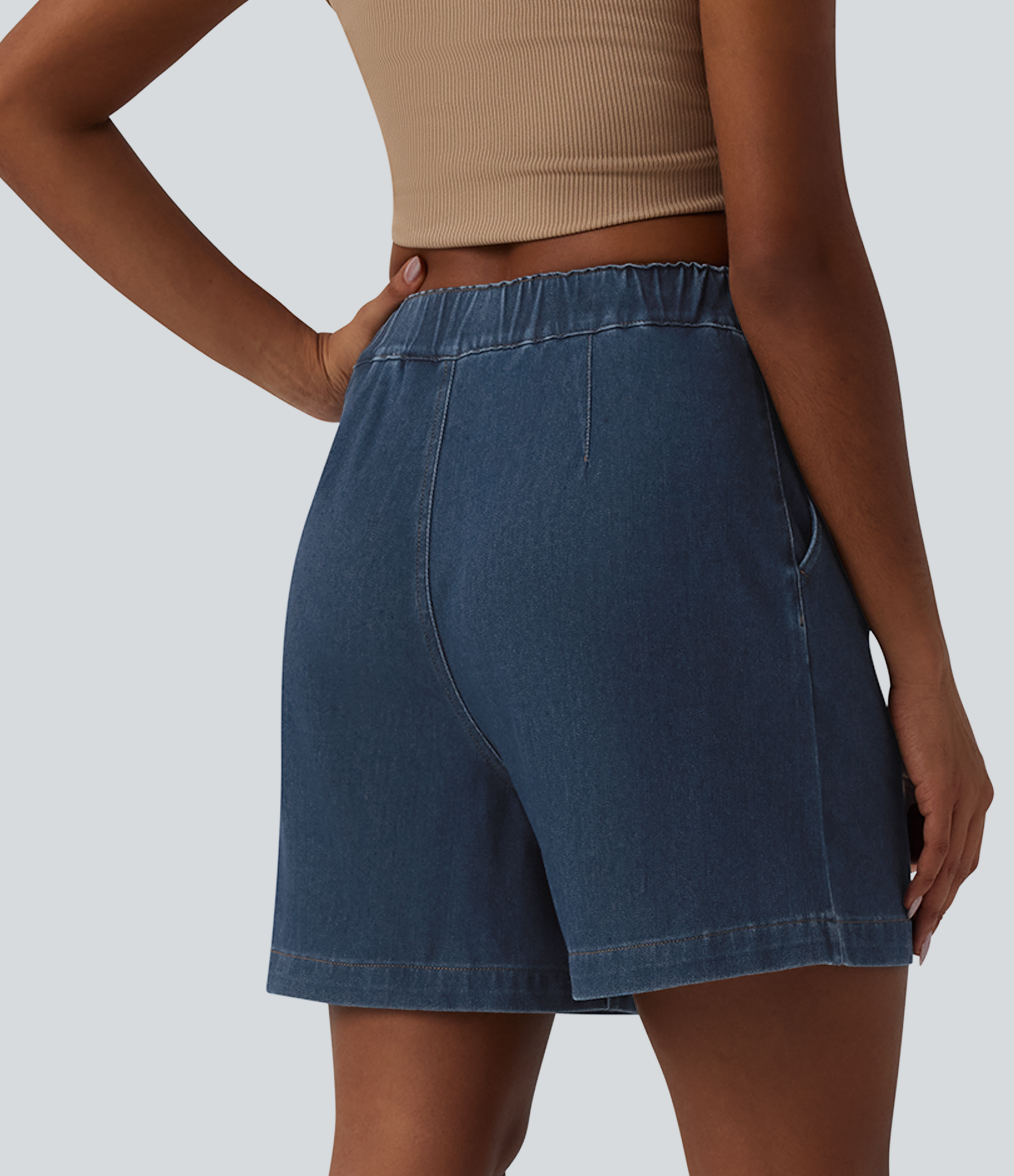 Estate Blue Denim Halara Flex™ Mid Rise Denim Casual Bermuda Shorts with Pockets / 2