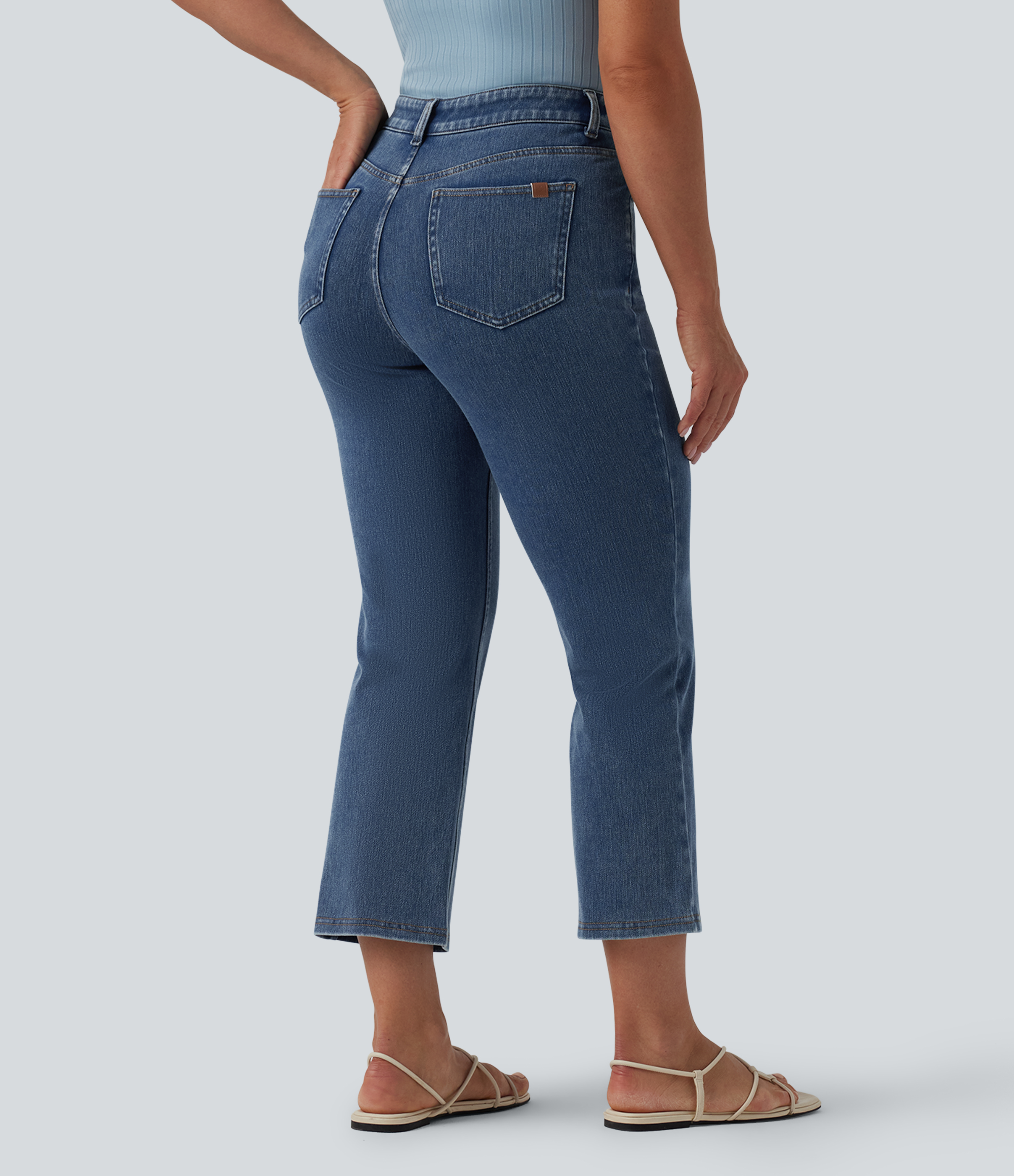 Tide Blue Denim Halara Flex™ lässige Bootcut-Jeans mit mittlerer Bundhöhe und Taschen / 2