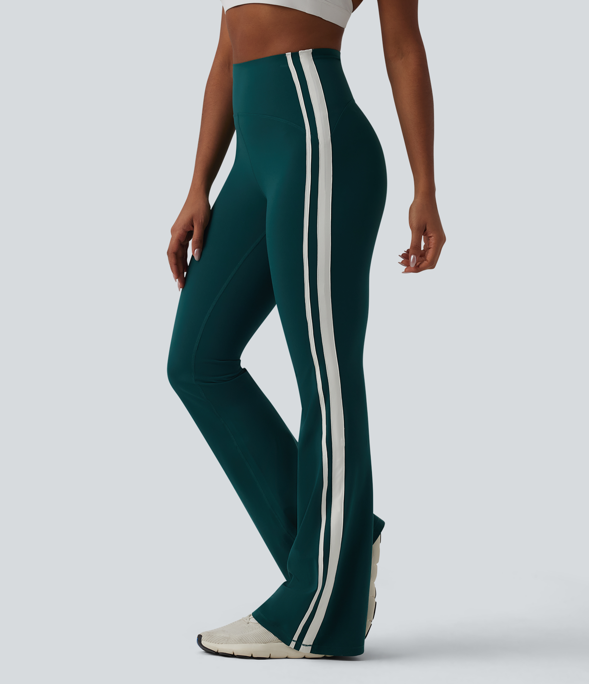 Halara UltraSculpt™ High-waisted Tummy Control Side Stripe Yoga 7/8 Flare Leggings